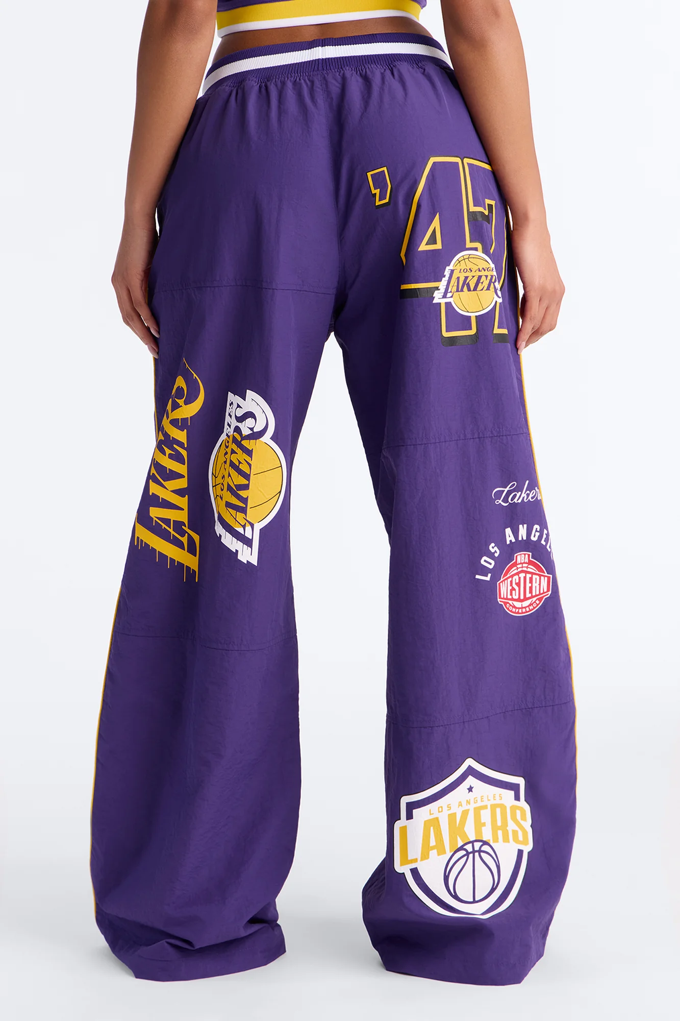 NBA LA Lakers Patchwork Cargo Wide Leg Pant - Purple - Image 3
