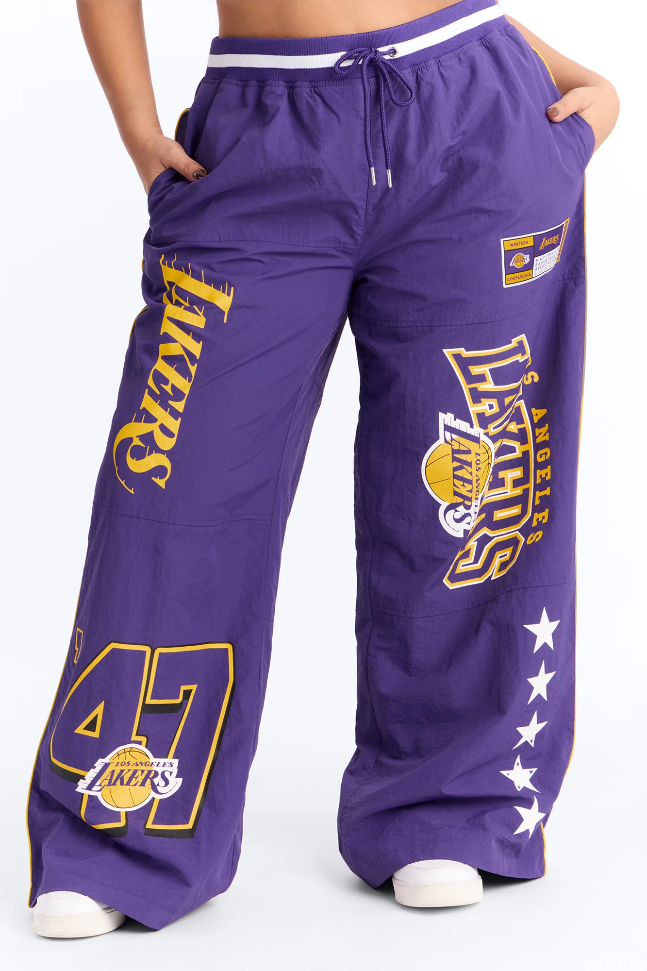 NBA LA Lakers Patchwork Cargo Wide Leg Pant - Purple - Image 5