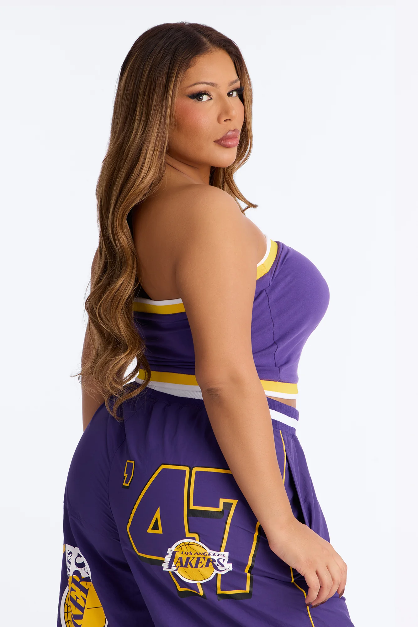 NBA LA Lakers Patchwork Tube Top - Purple - Image 7