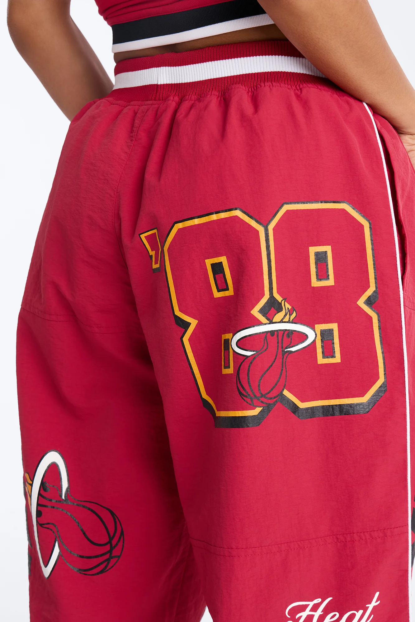 NBA Miami Heat Patchwork Cargo Wide Leg Pant - Red - Image 5