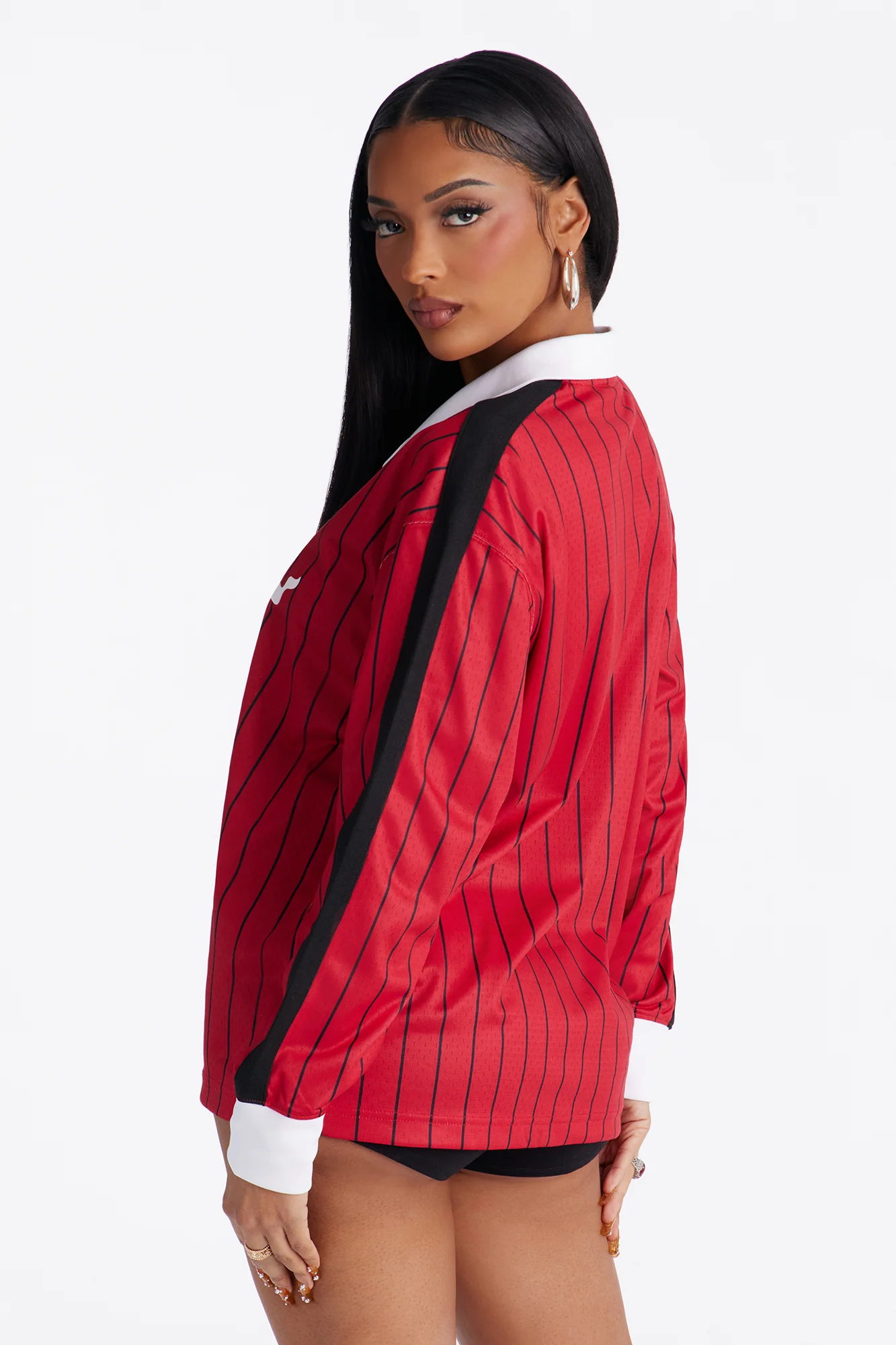 NBA Miami Heat Pinstripe Long Sleeve Top - Red - Image 4