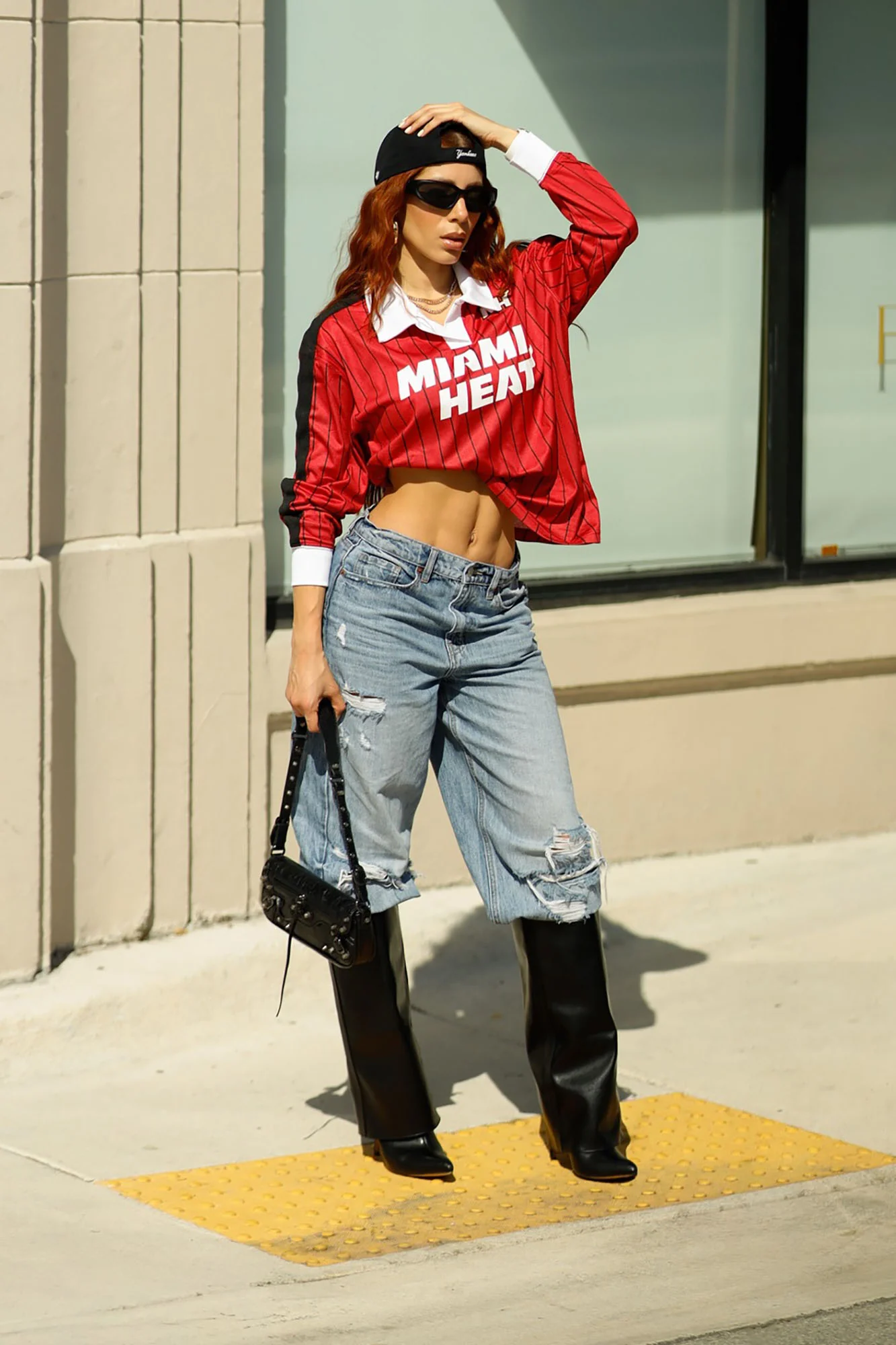 NBA Miami Heat Pinstripe Long Sleeve Top - Red - Image 5