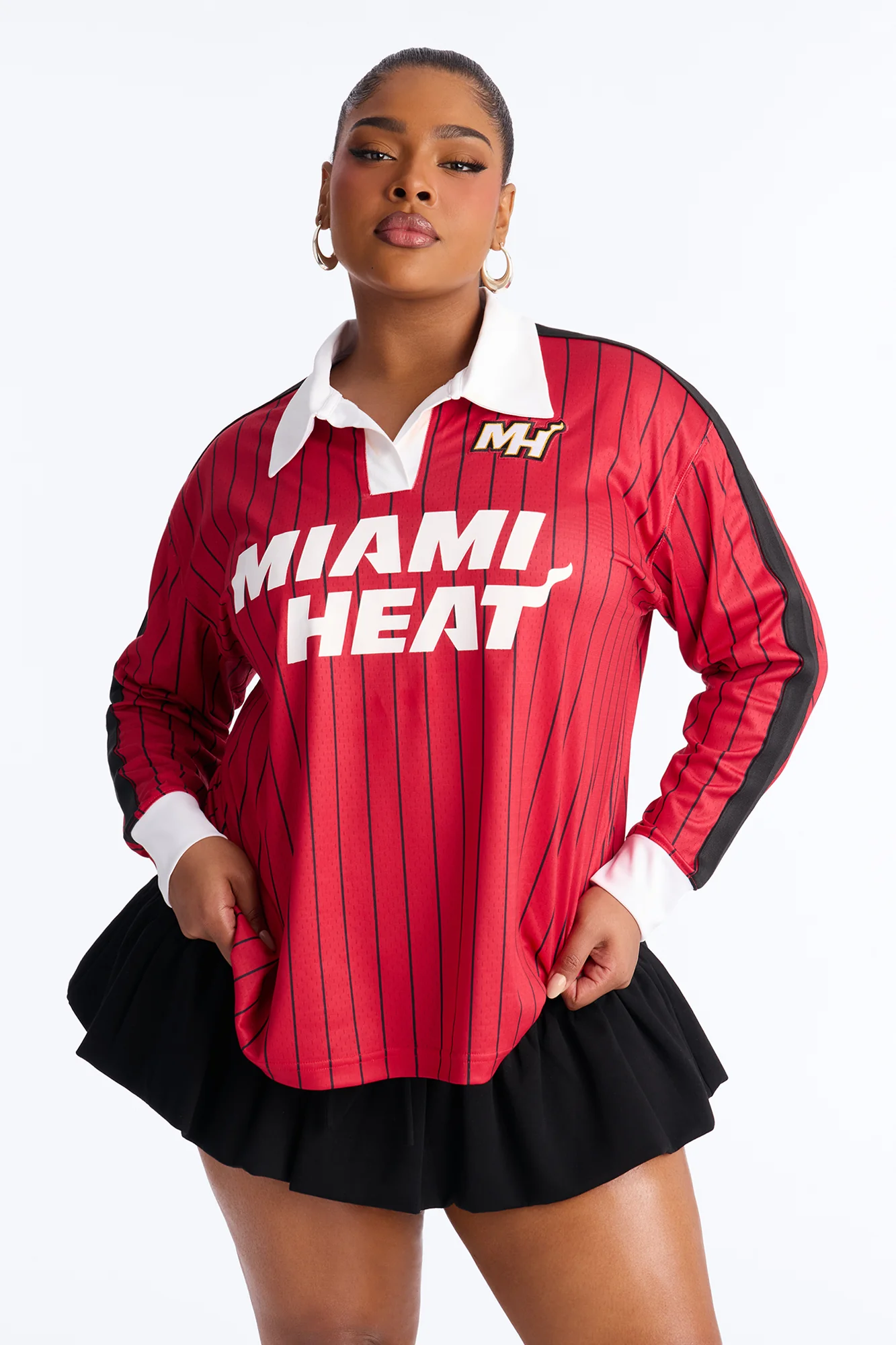 NBA Miami Heat Pinstripe Long Sleeve Top - Red - Image 6