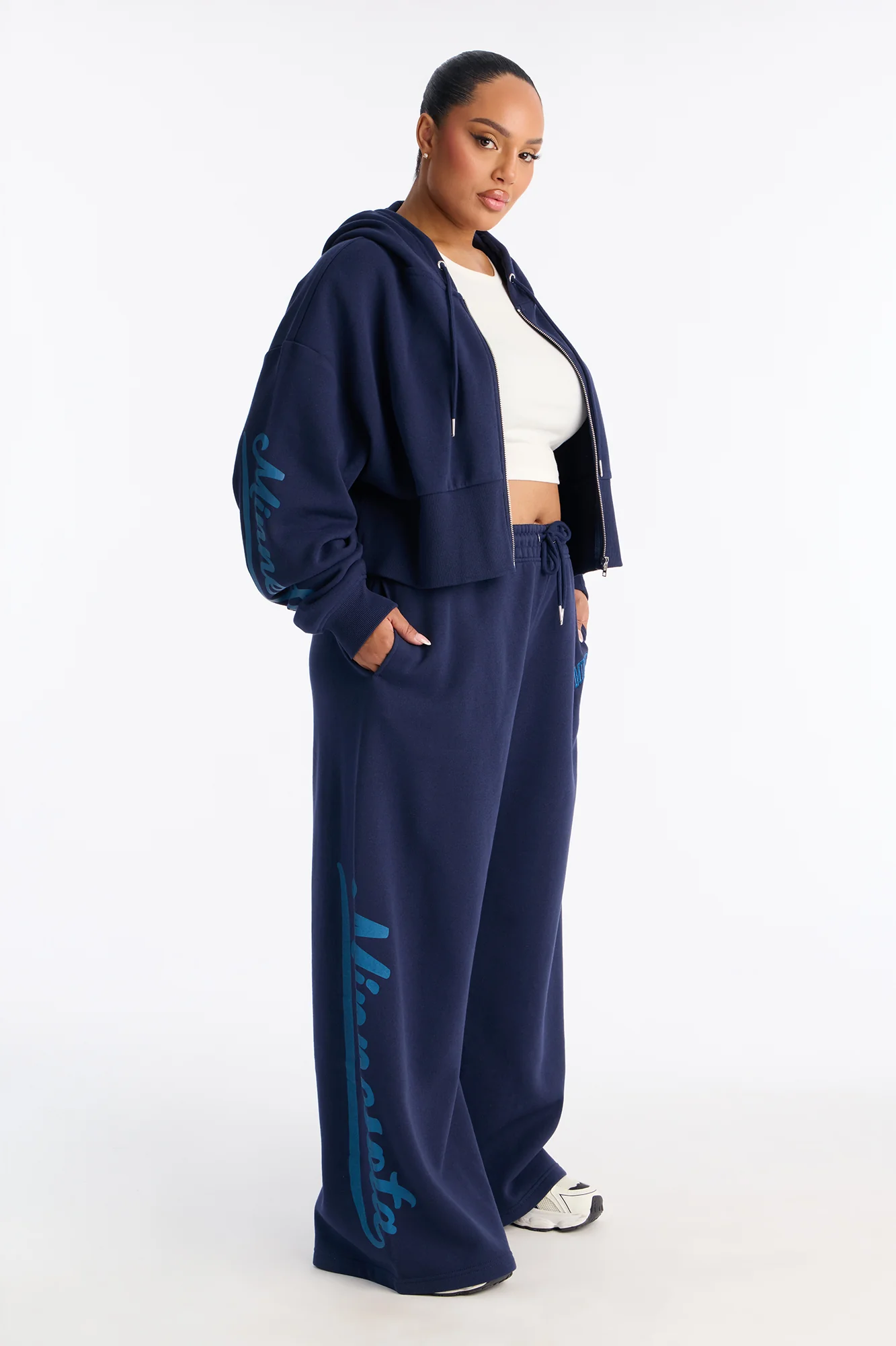 NBA Minnesota Timberwolves Fleece Wide Leg Pants - Navy - Image 6