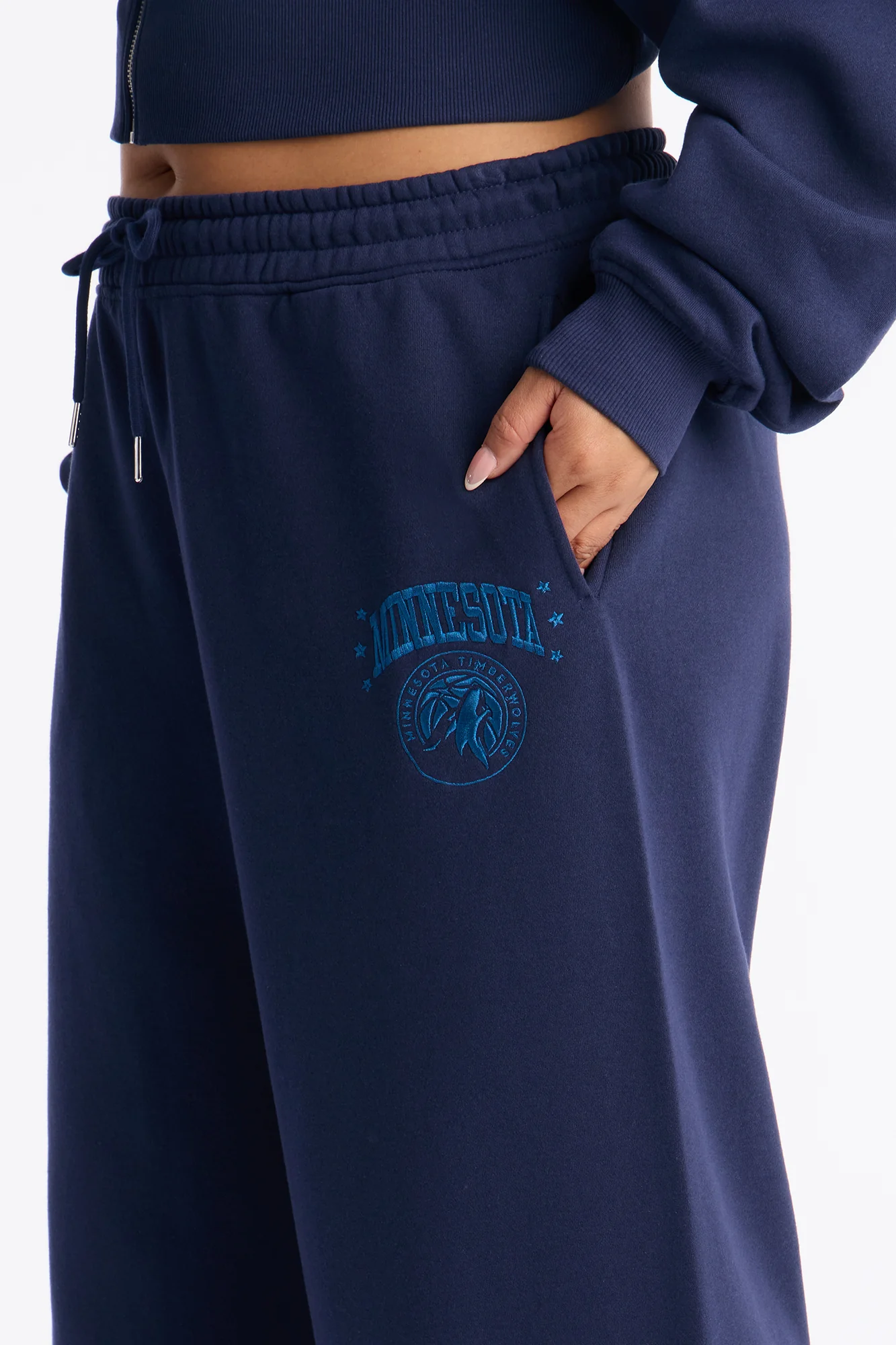 NBA Minnesota Timberwolves Fleece Wide Leg Pants - Navy - Image 8