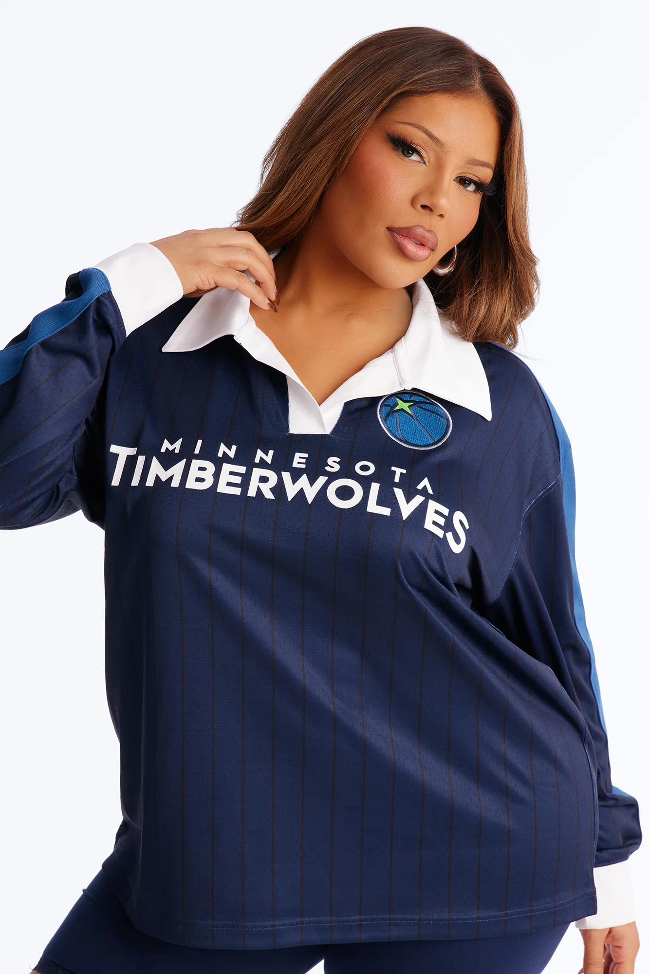 NBA Minnesota Timberwolves Pinstripe Long Sleeve Top - Navy - Image 5