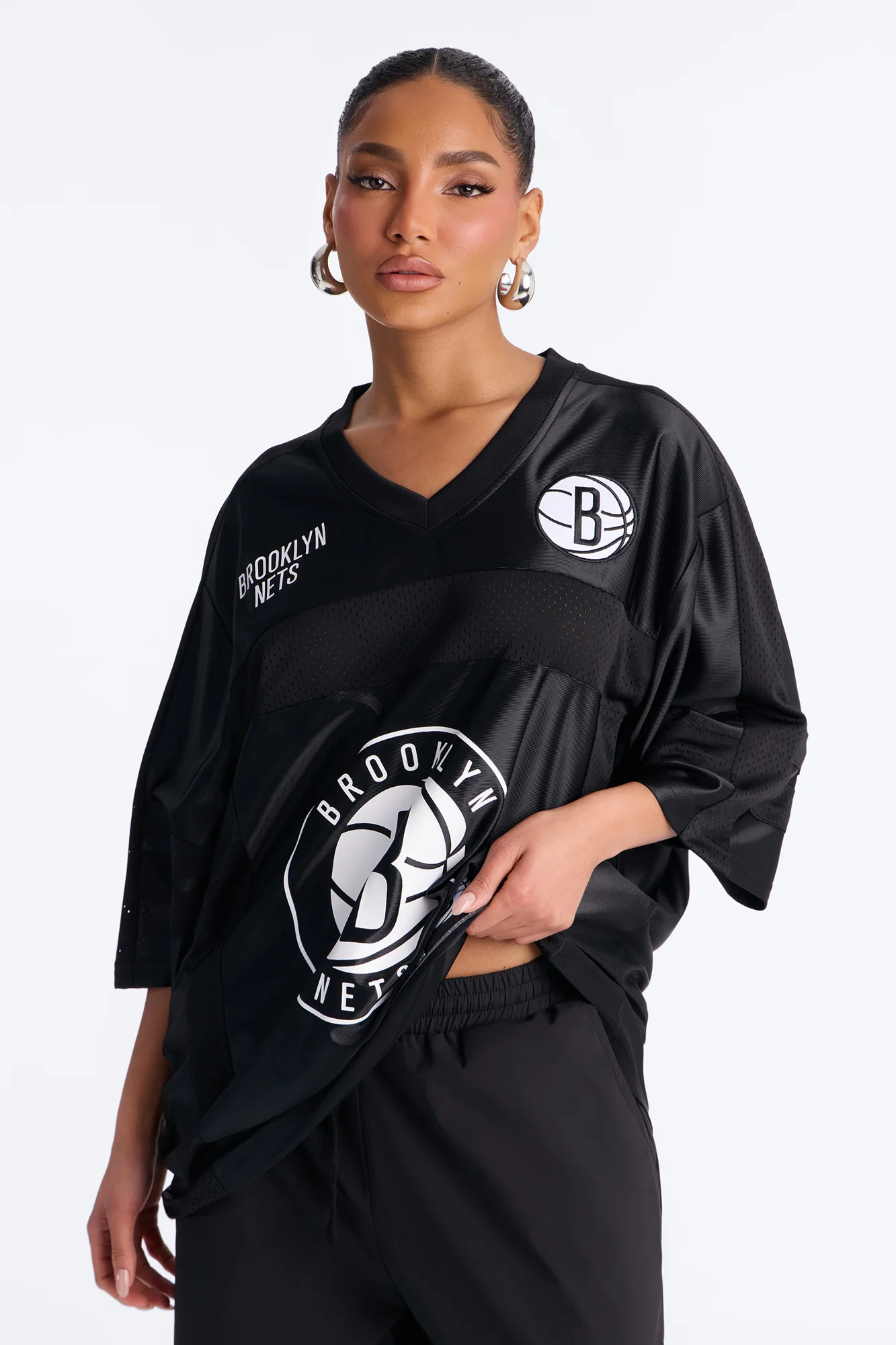 NBA Nets Oversized Mesh Tee - Black