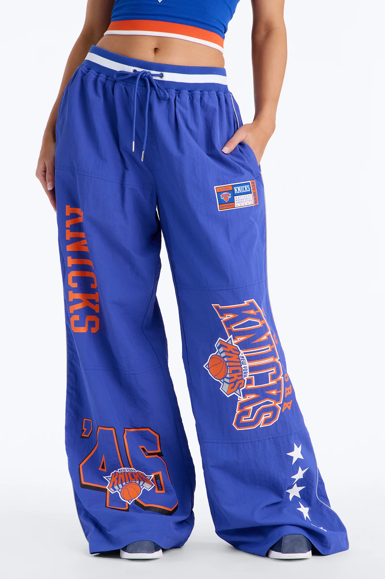 NBA New York Knicks Patchwork Cargo Wide Leg Pant - Royal - Image 2