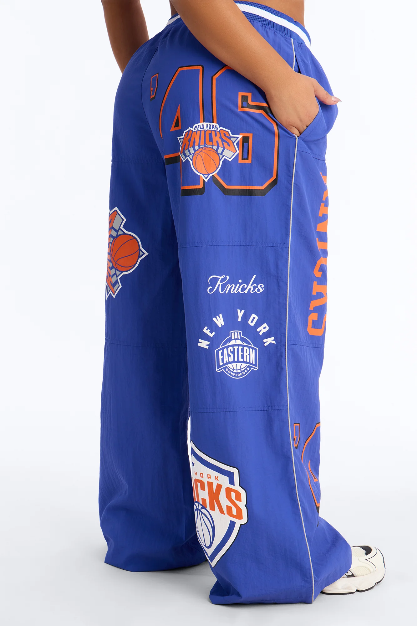 NBA New York Knicks Patchwork Cargo Wide Leg Pant - Royal - Image 9
