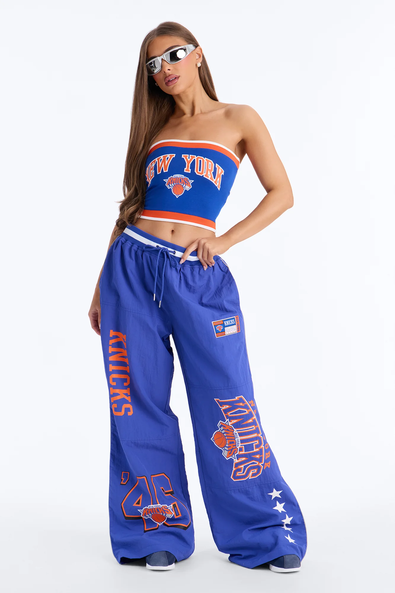 NBA New York Knicks Patchwork Tube Top - Royal - Image 2