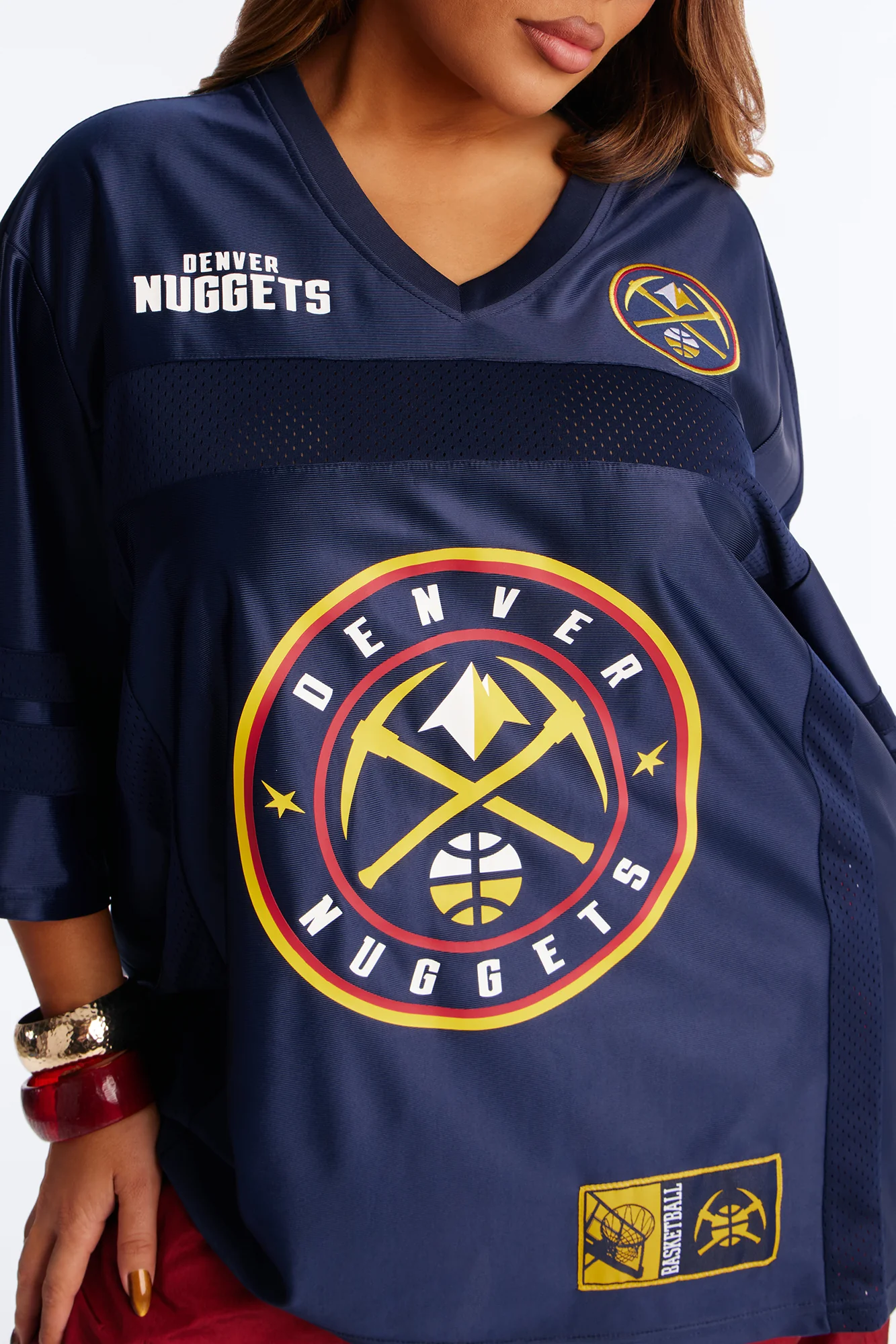 NBA Nuggets Oversized Mesh Tee - Navy - Image 8