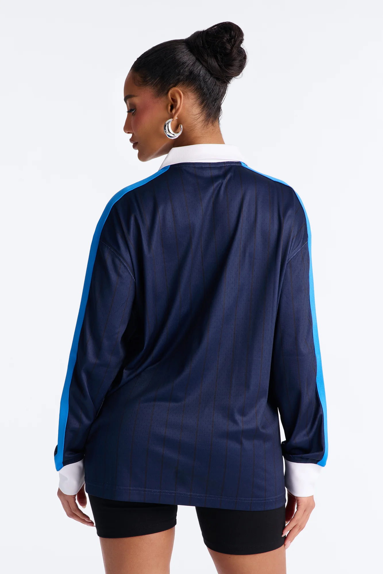 NBA OKC Thunder Pinstripe Long Sleeve Top - Navy - Image 4