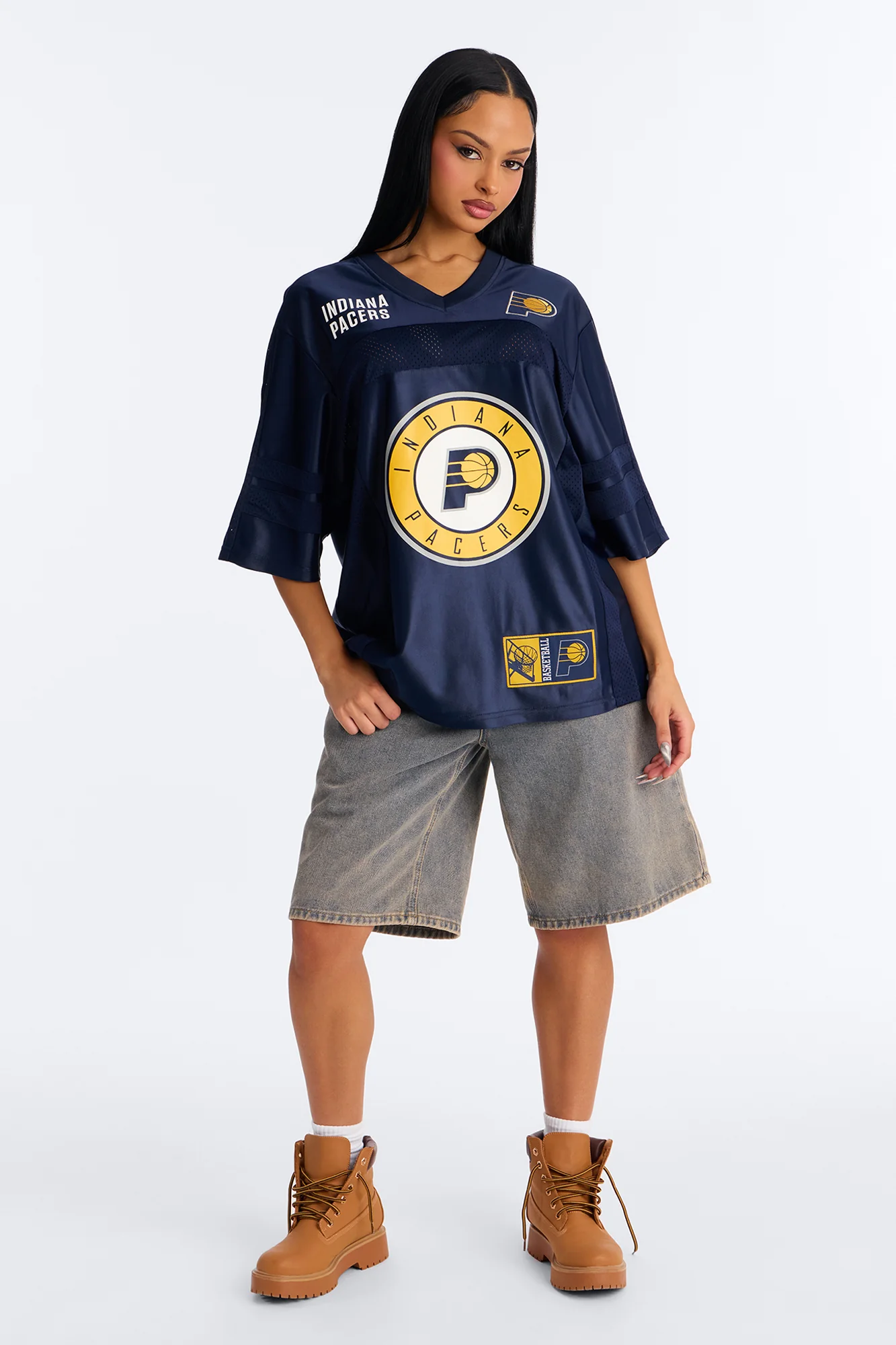 NBA Pacers Oversized Mesh Tee - Navy - Image 2