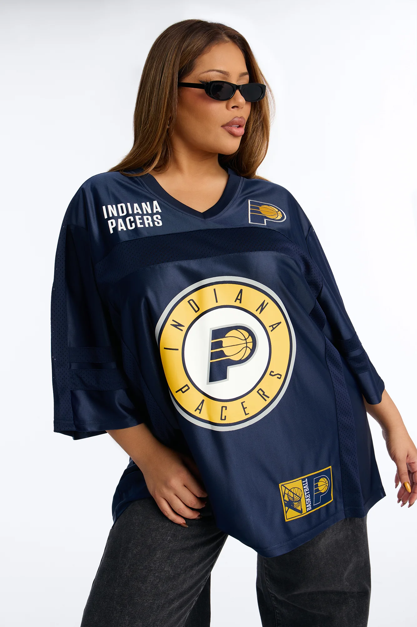 NBA Pacers Oversized Mesh Tee - Navy - Image 5