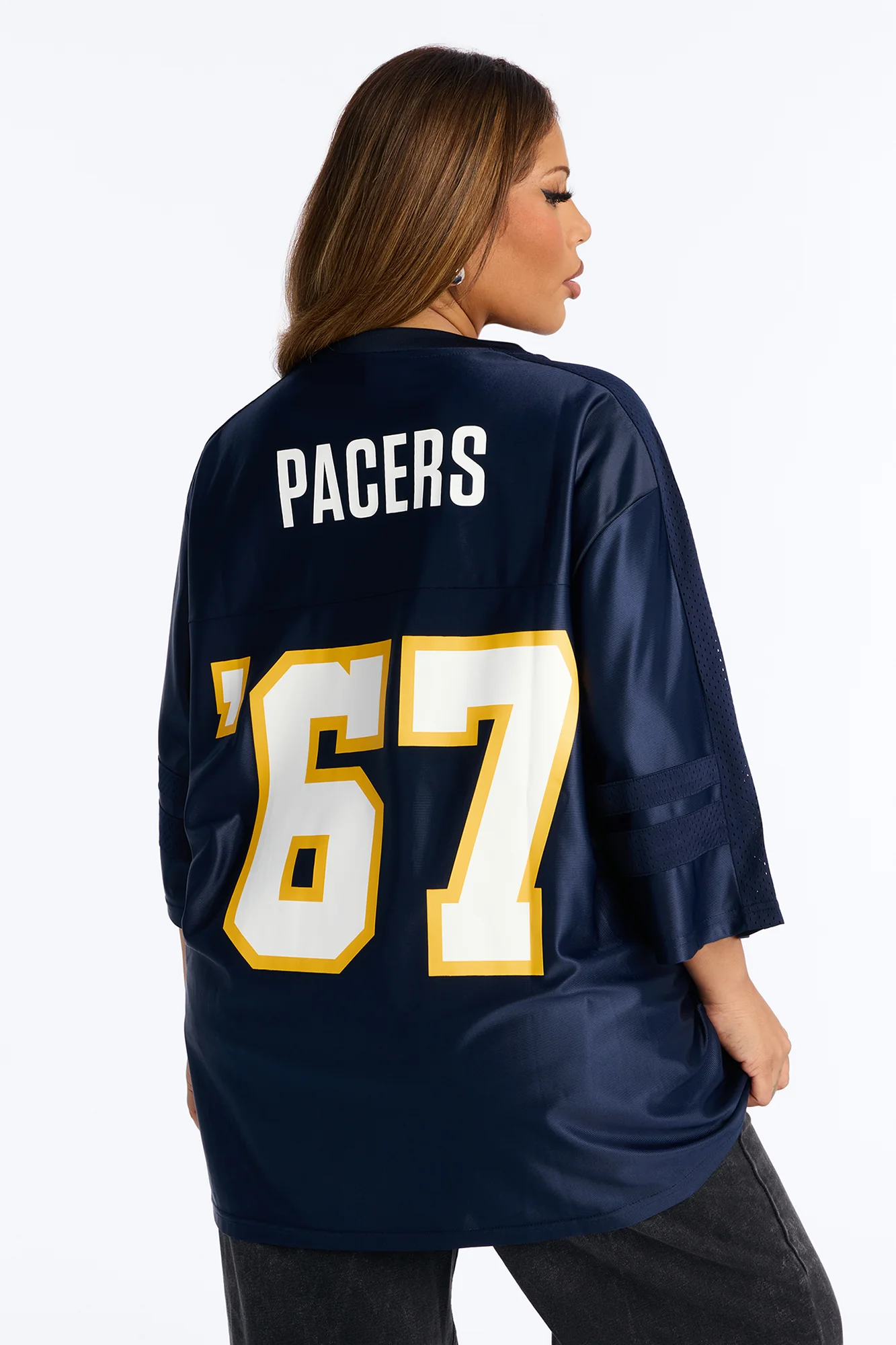 NBA Pacers Oversized Mesh Tee - Navy - Image 8