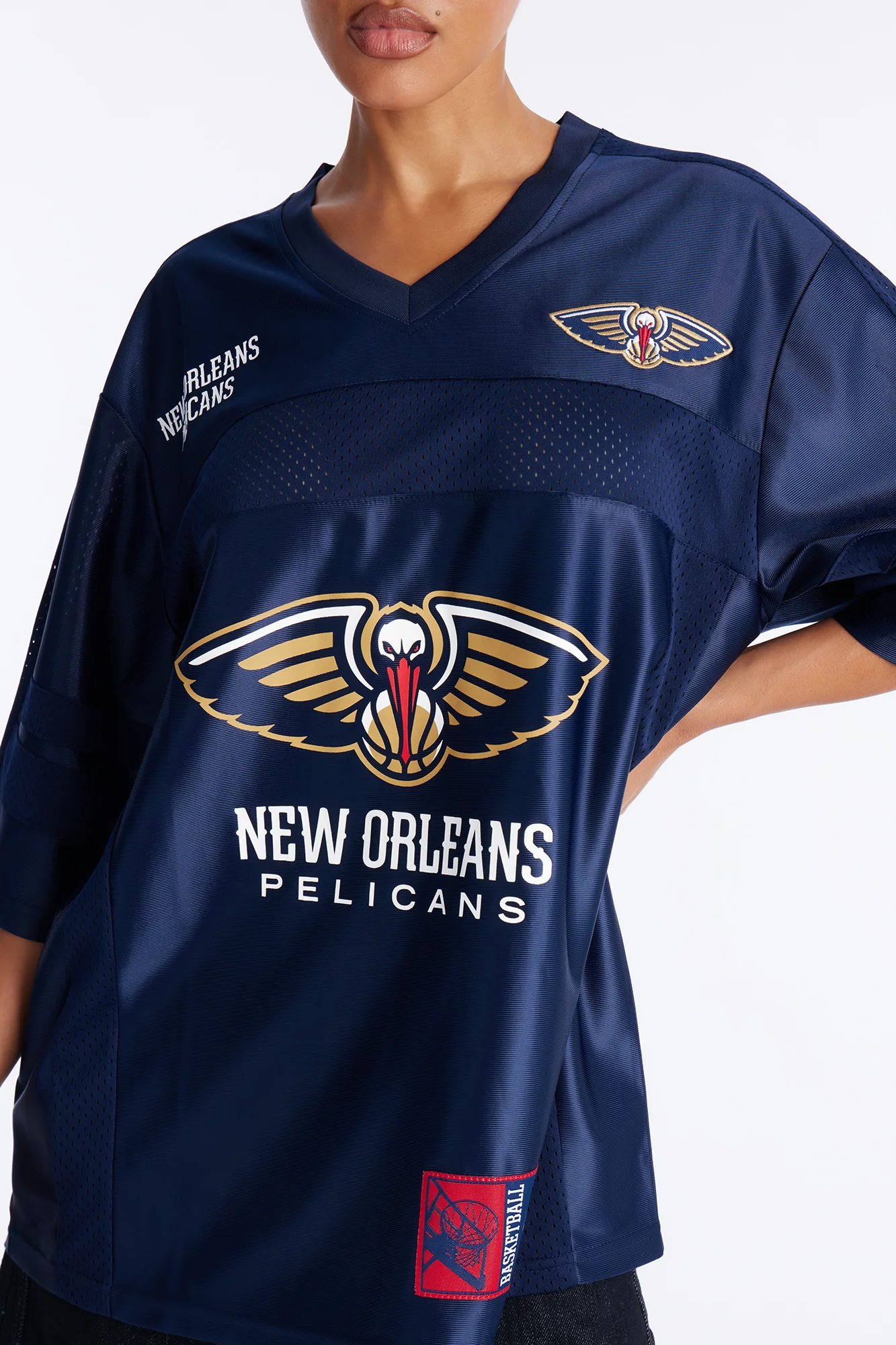 NBA Pelicans Oversized Mesh Tee - Navy - Image 3