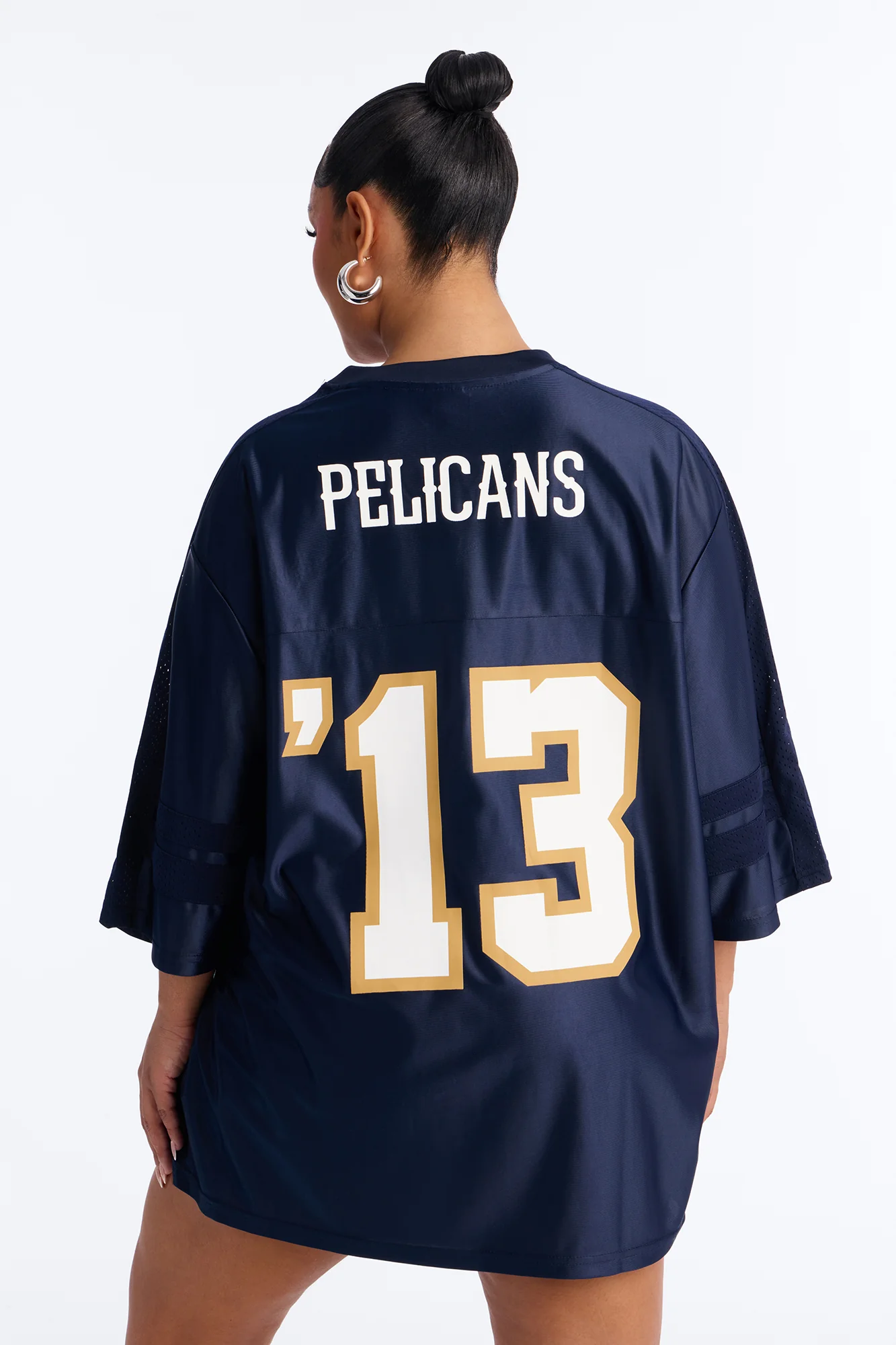 NBA Pelicans Oversized Mesh Tee - Navy - Image 5