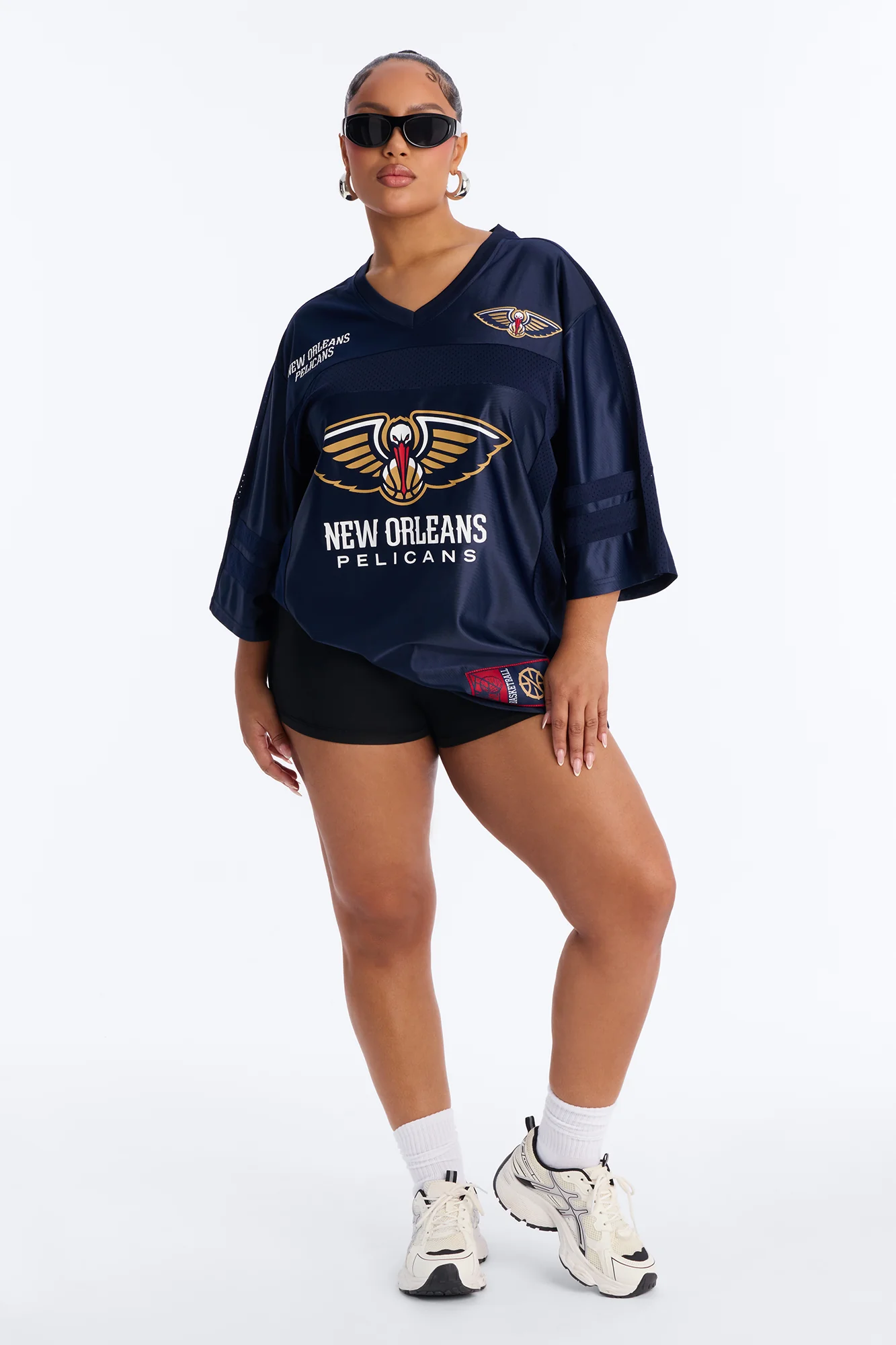 NBA Pelicans Oversized Mesh Tee - Navy - Image 6