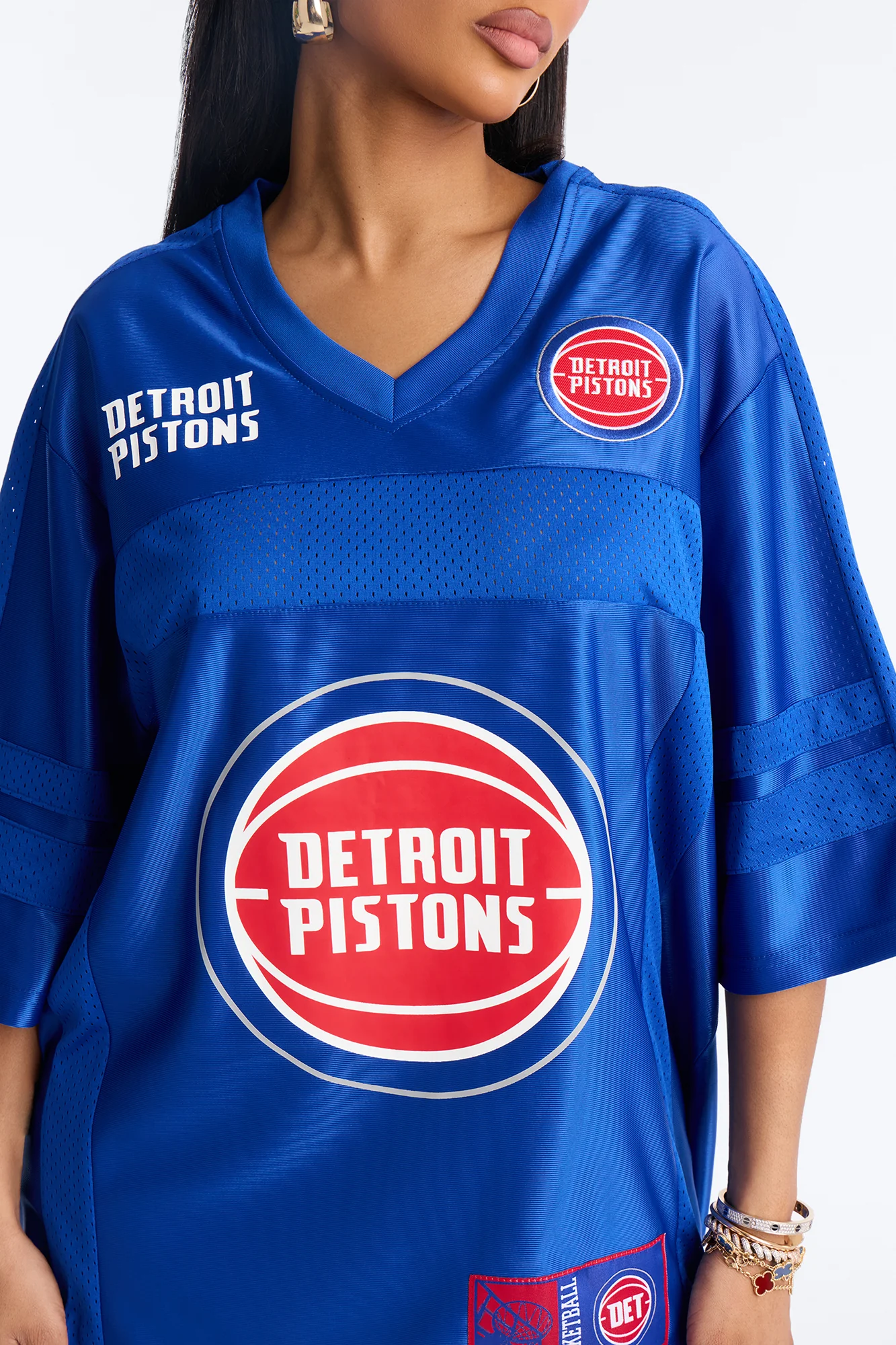 NBA Pistons Oversized Mesh Tee - Royal - Image 4