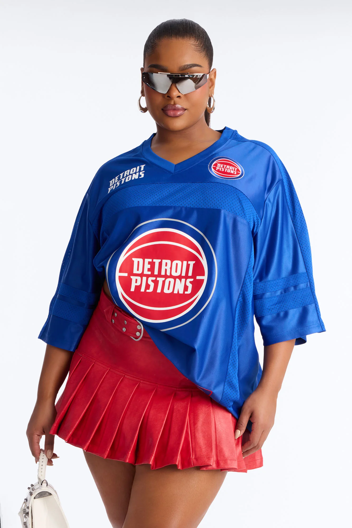 NBA Pistons Oversized Mesh Tee - Royal - Image 6