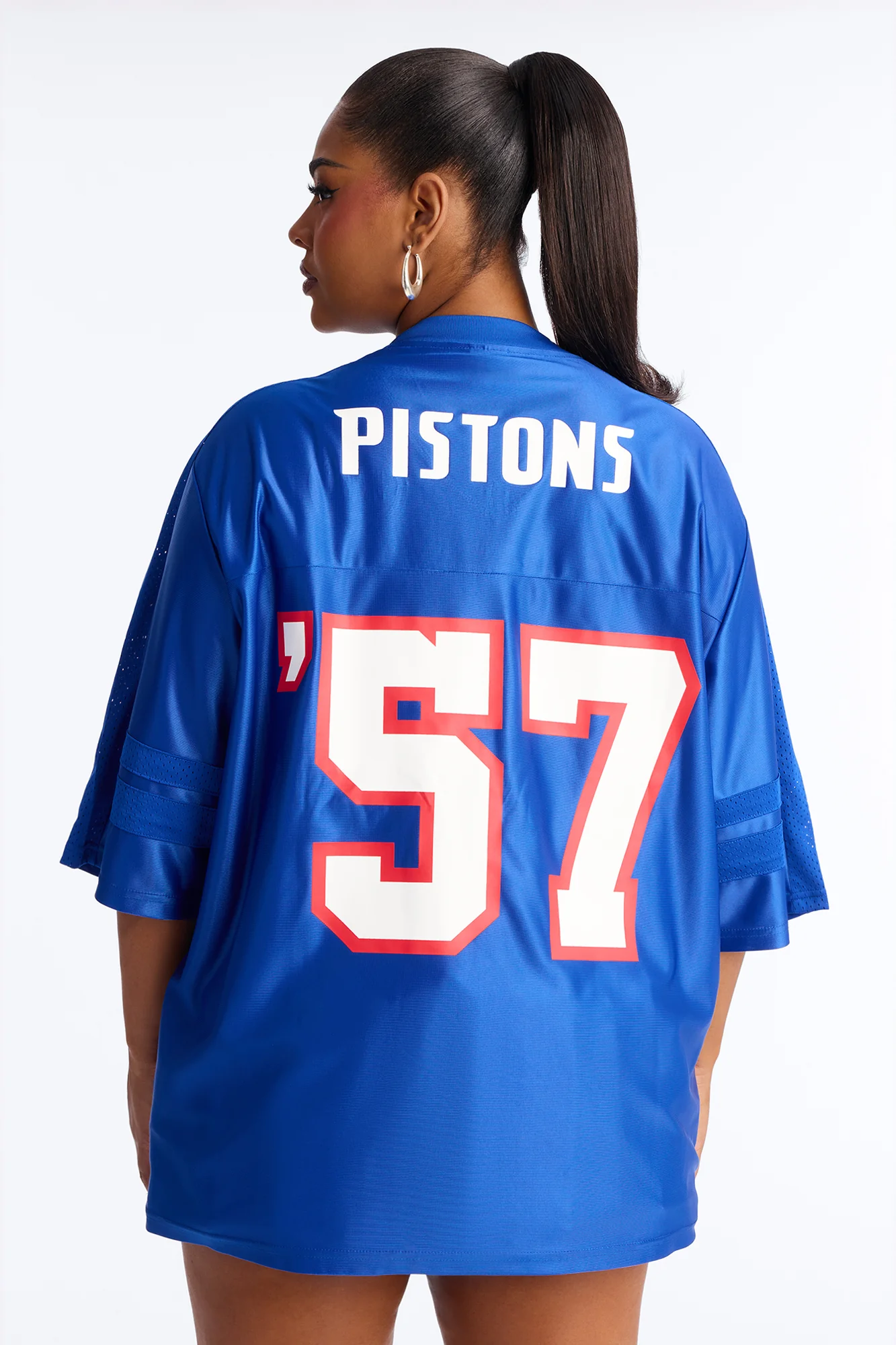 NBA Pistons Oversized Mesh Tee - Royal - Image 9