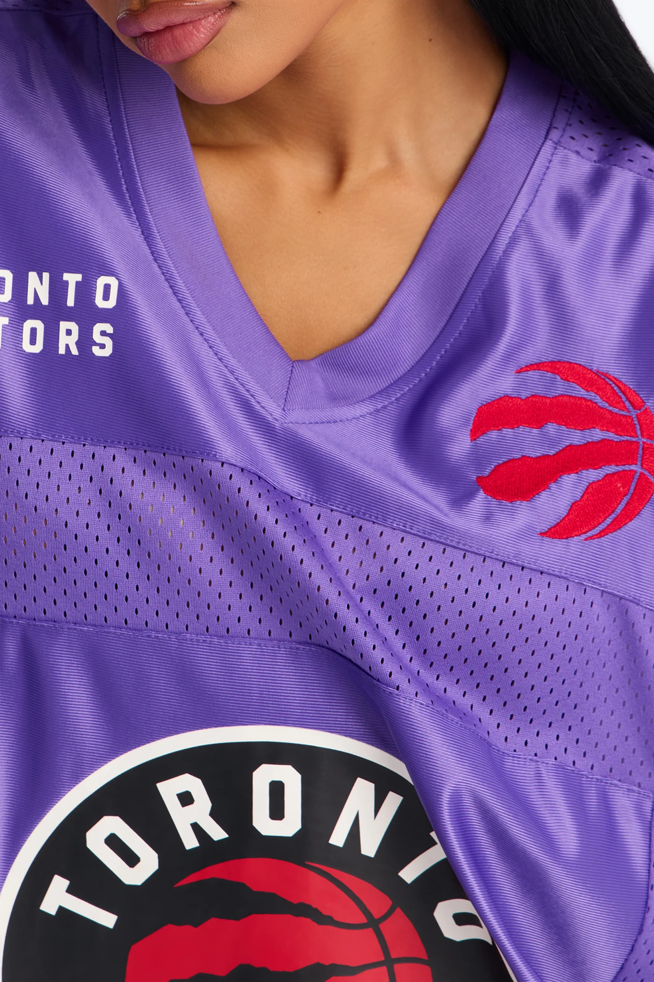 NBA Raptors Oversized Mesh Tee - Purple - Image 3