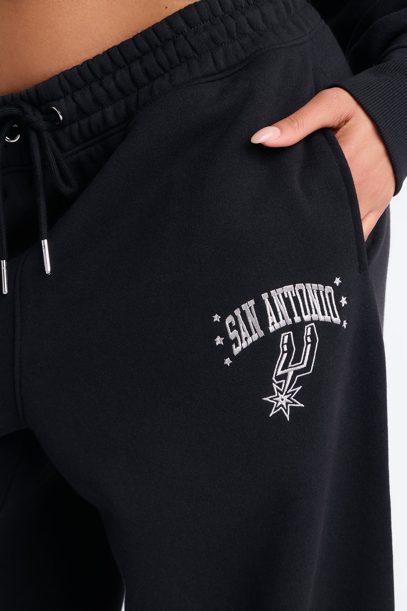 NBA San Antonio Spurs Fleece Wide Leg Pants - Black - Image 3
