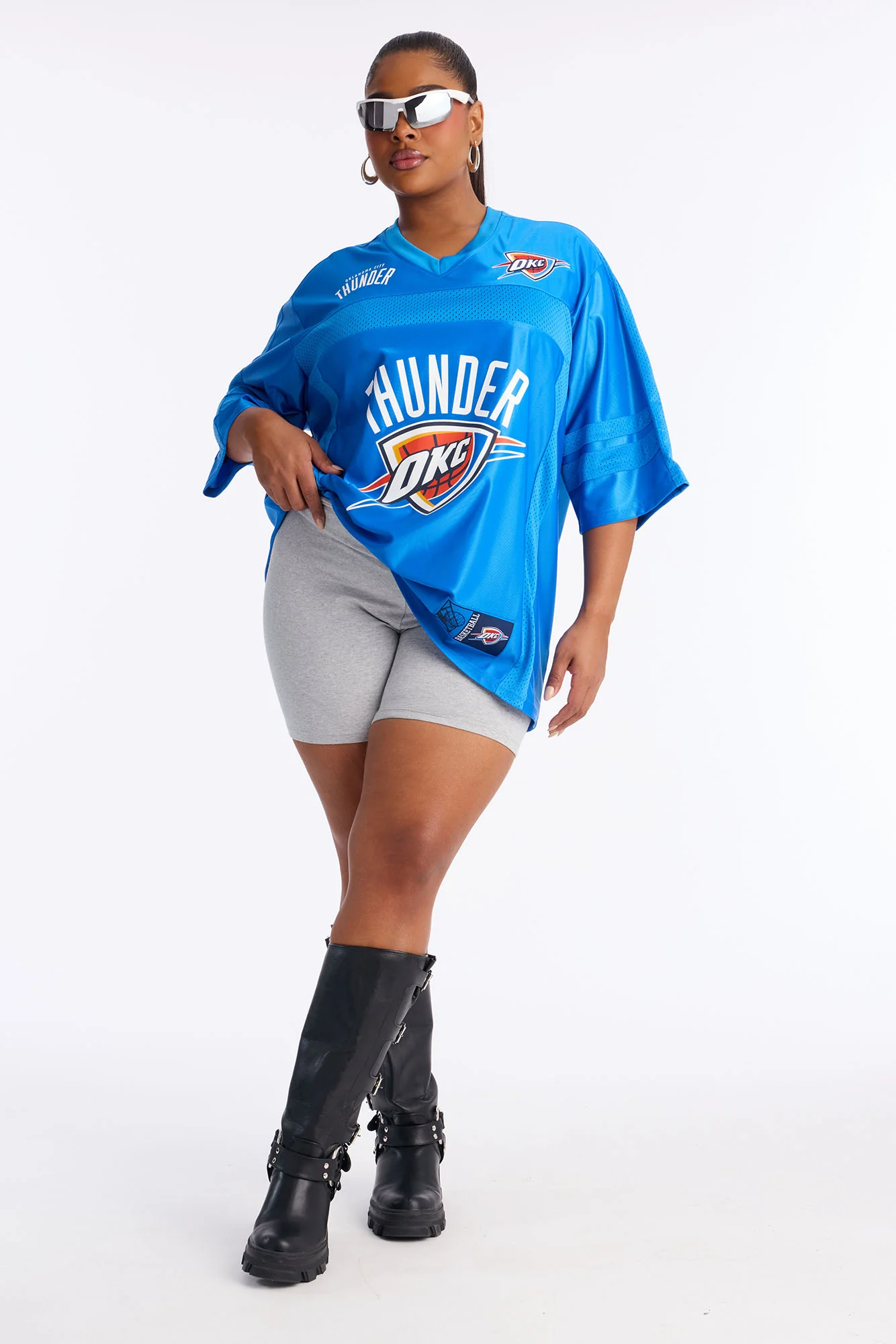 NBA Thunder Oversized Mesh Tee - Blue - Image 6