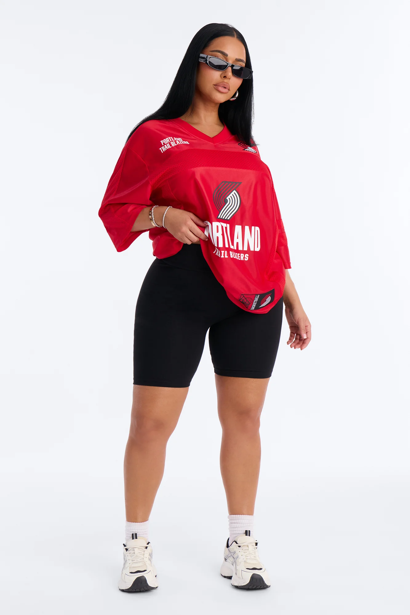 NBA Trailblazers Oversized Mesh Tee - Red - Image 2