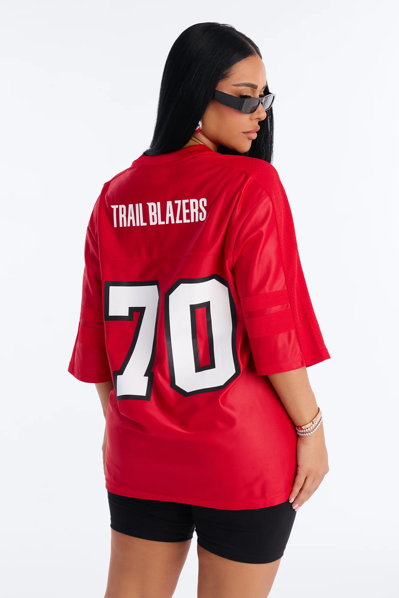 NBA Trailblazers Oversized Mesh Tee - Red - Image 4