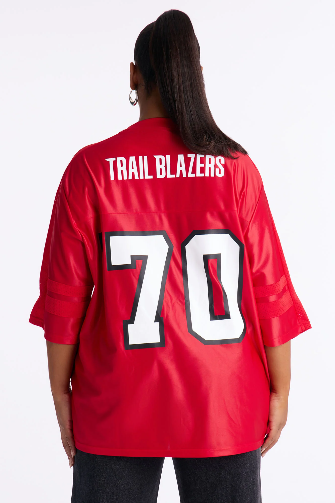 NBA Trailblazers Oversized Mesh Tee - Red - Image 7