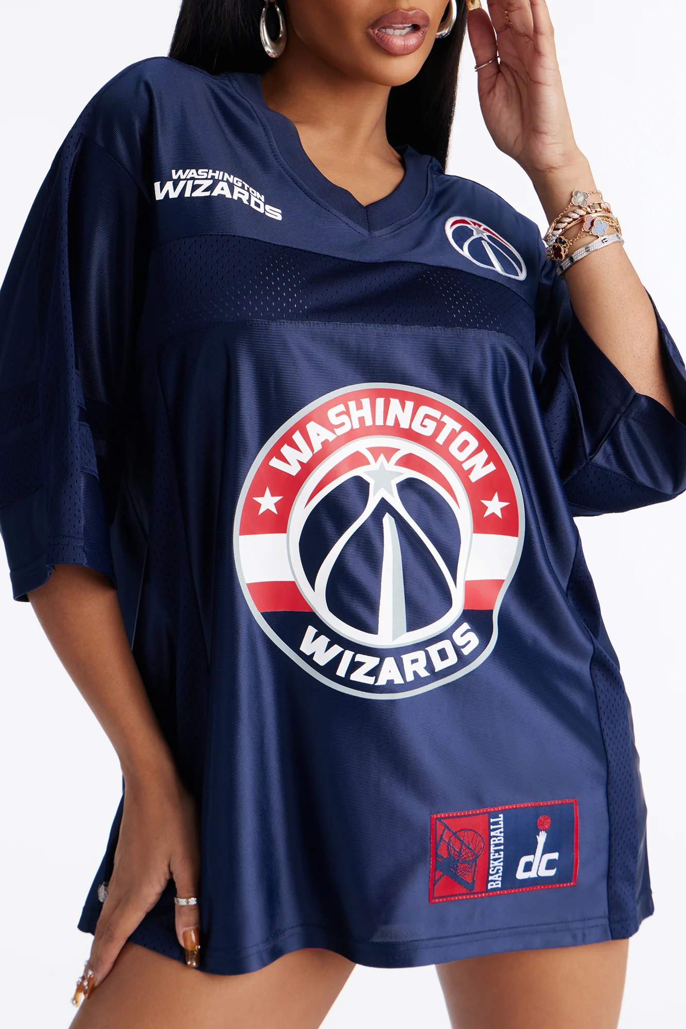 NBA Wizards Oversized Mesh Tee - Navy - Image 4