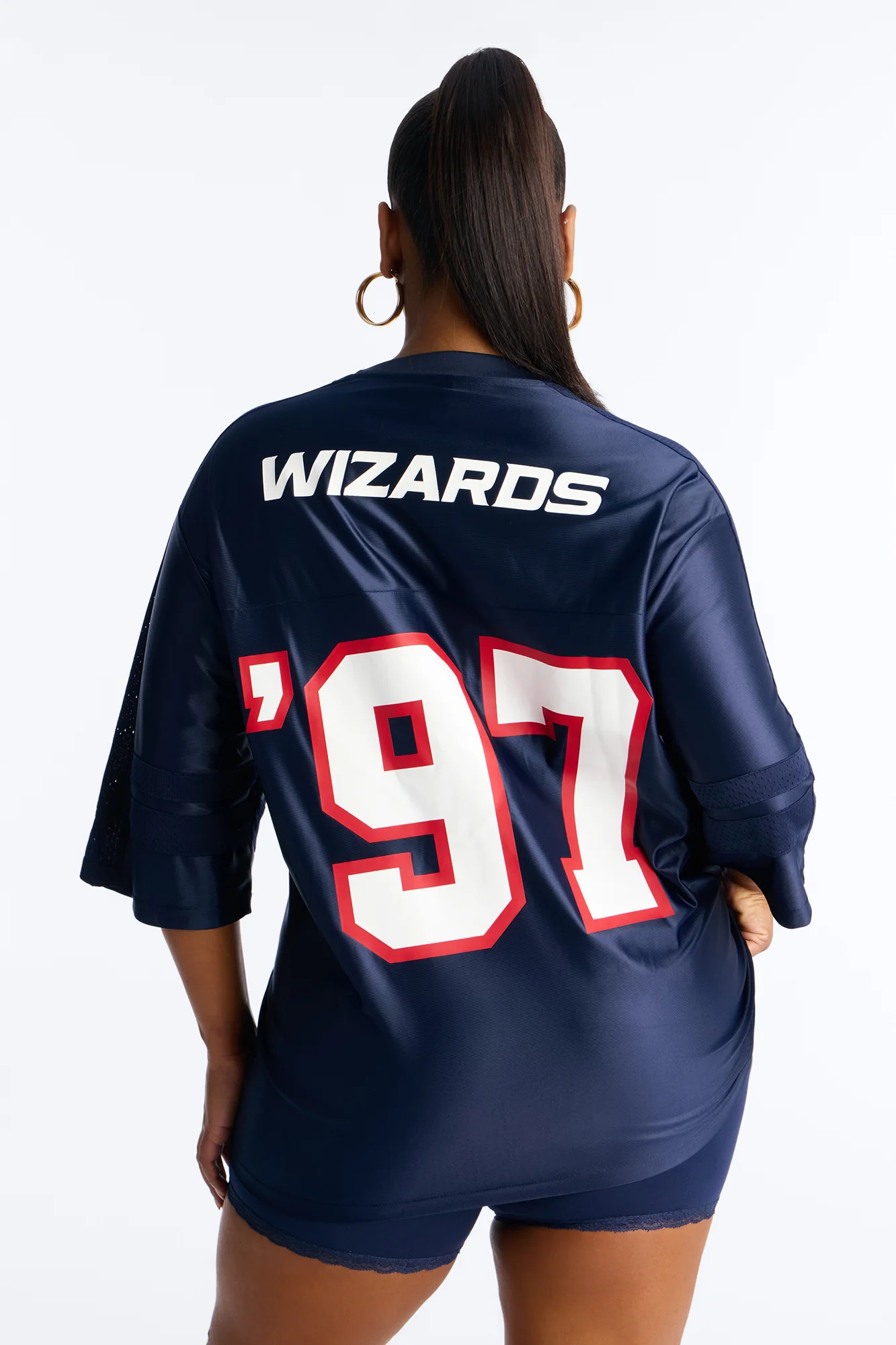 NBA Wizards Oversized Mesh Tee - Navy - Image 5