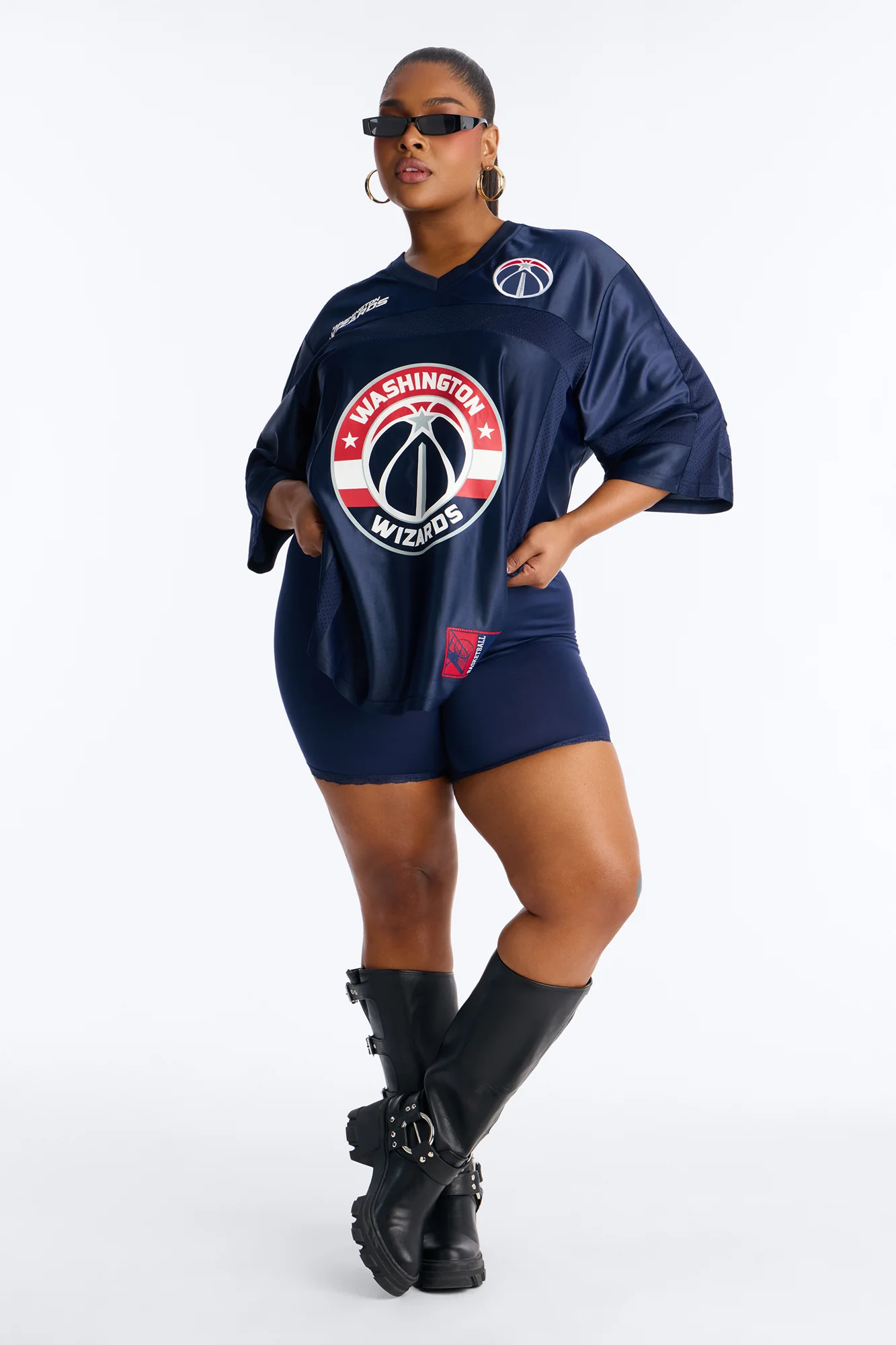 NBA Wizards Oversized Mesh Tee - Navy - Image 6