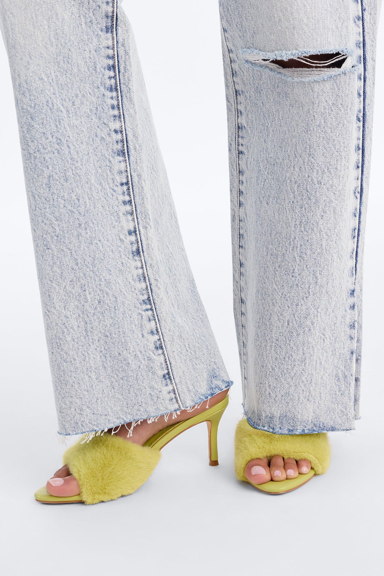 Nellie Faux Fur Trim Heels - Chartreuse