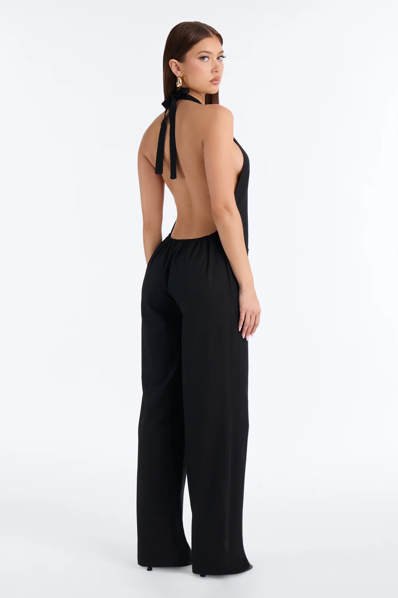 Nelly Linen Backless Jumpsuit - Black - Image 4