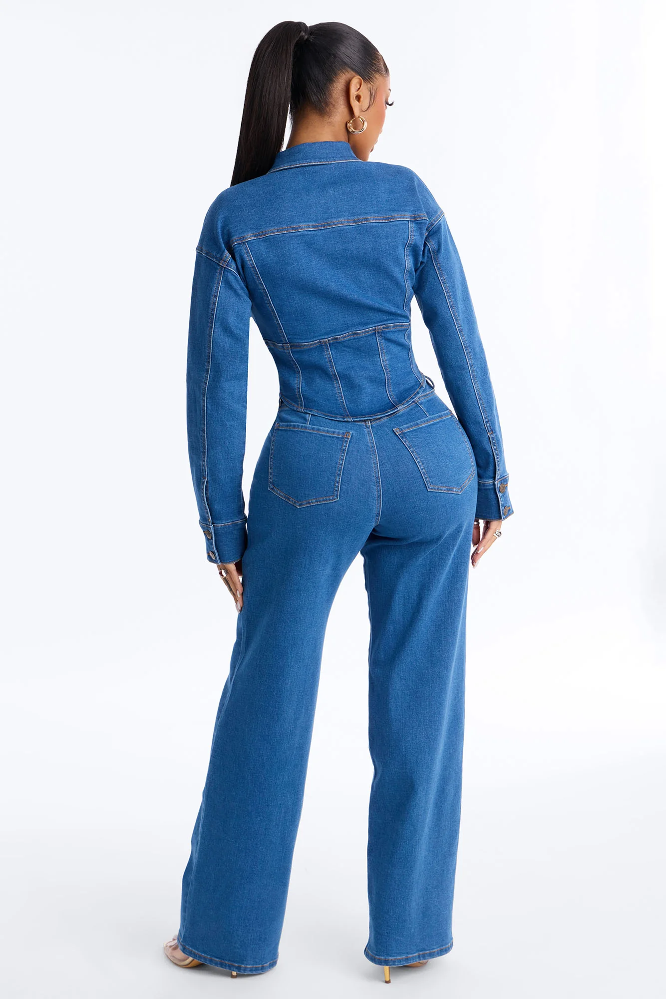 Nessa Denim Pant Set - Medium Wash - Image 3