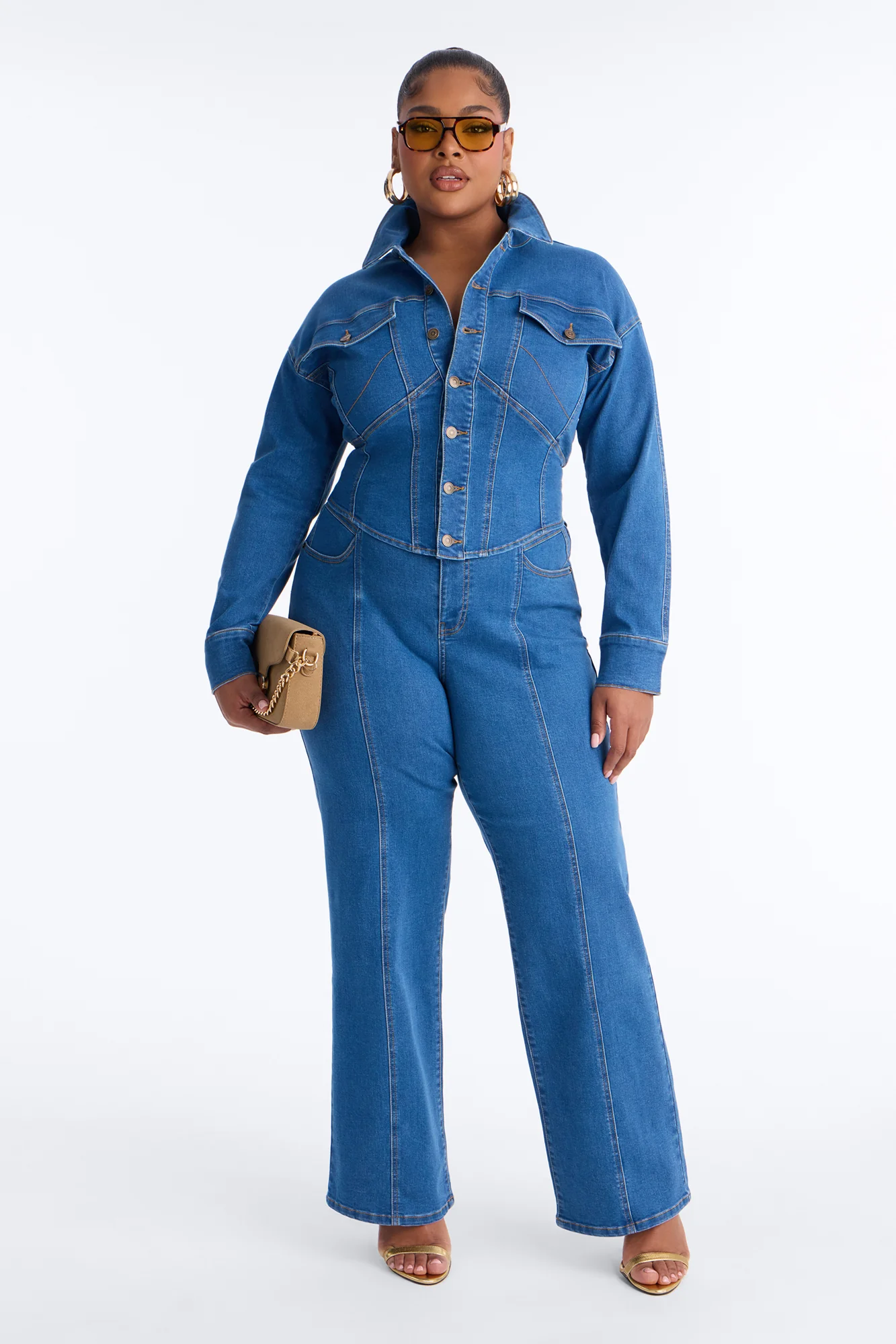 Nessa Denim Pant Set - Medium Wash - Image 4