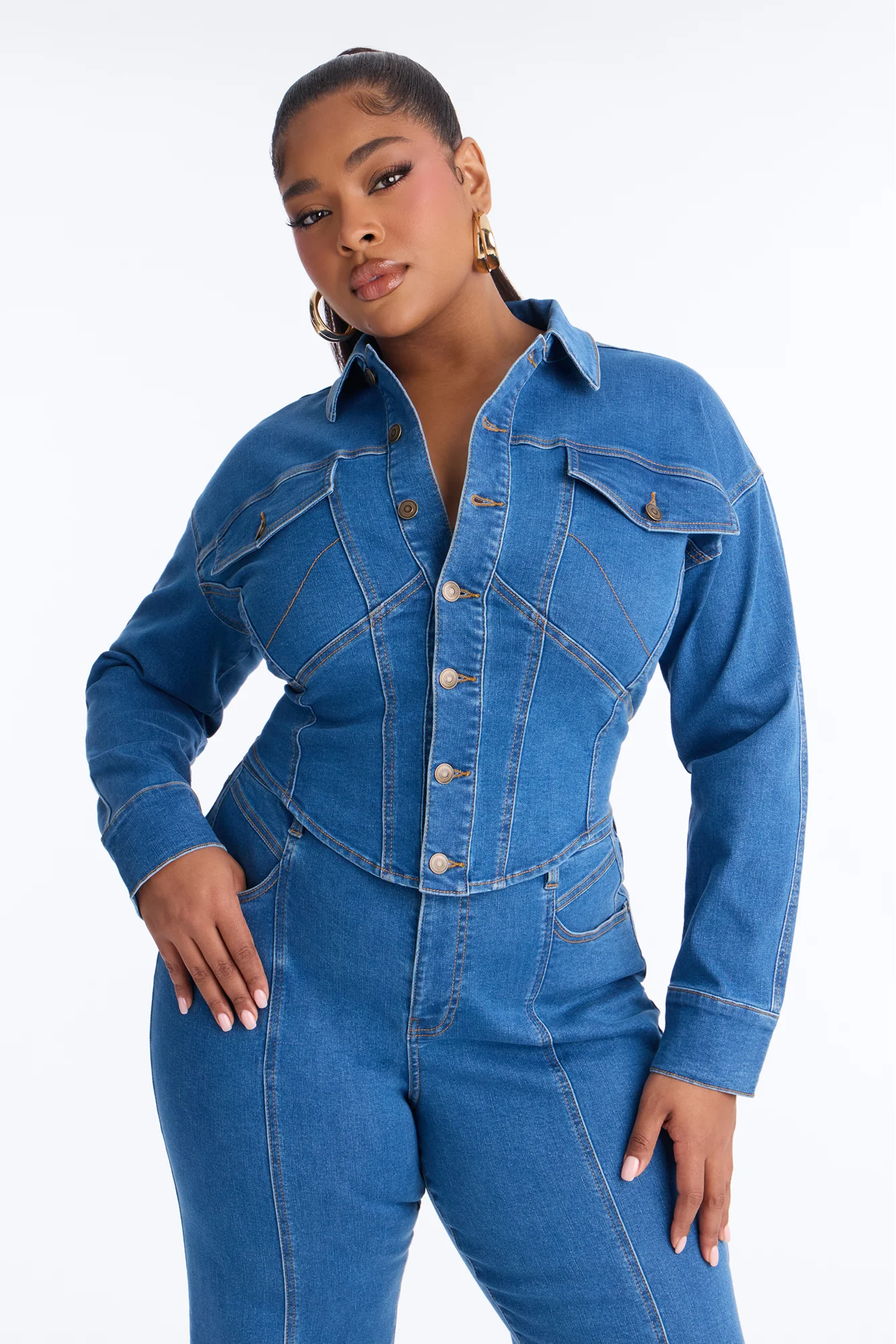 Nessa Denim Pant Set - Medium Wash - Image 5