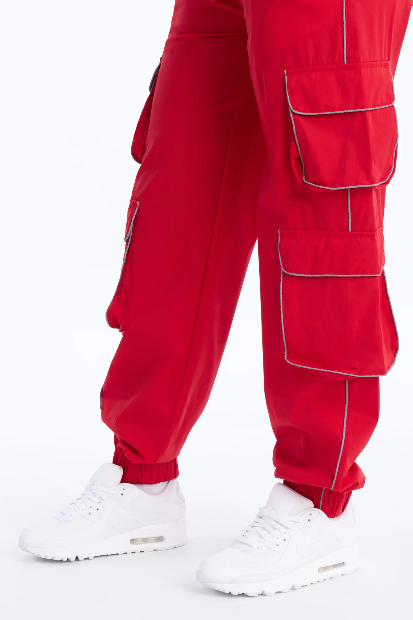 Nessa Nylon Cargo Hoodie Jogger Set - Red - Image 3