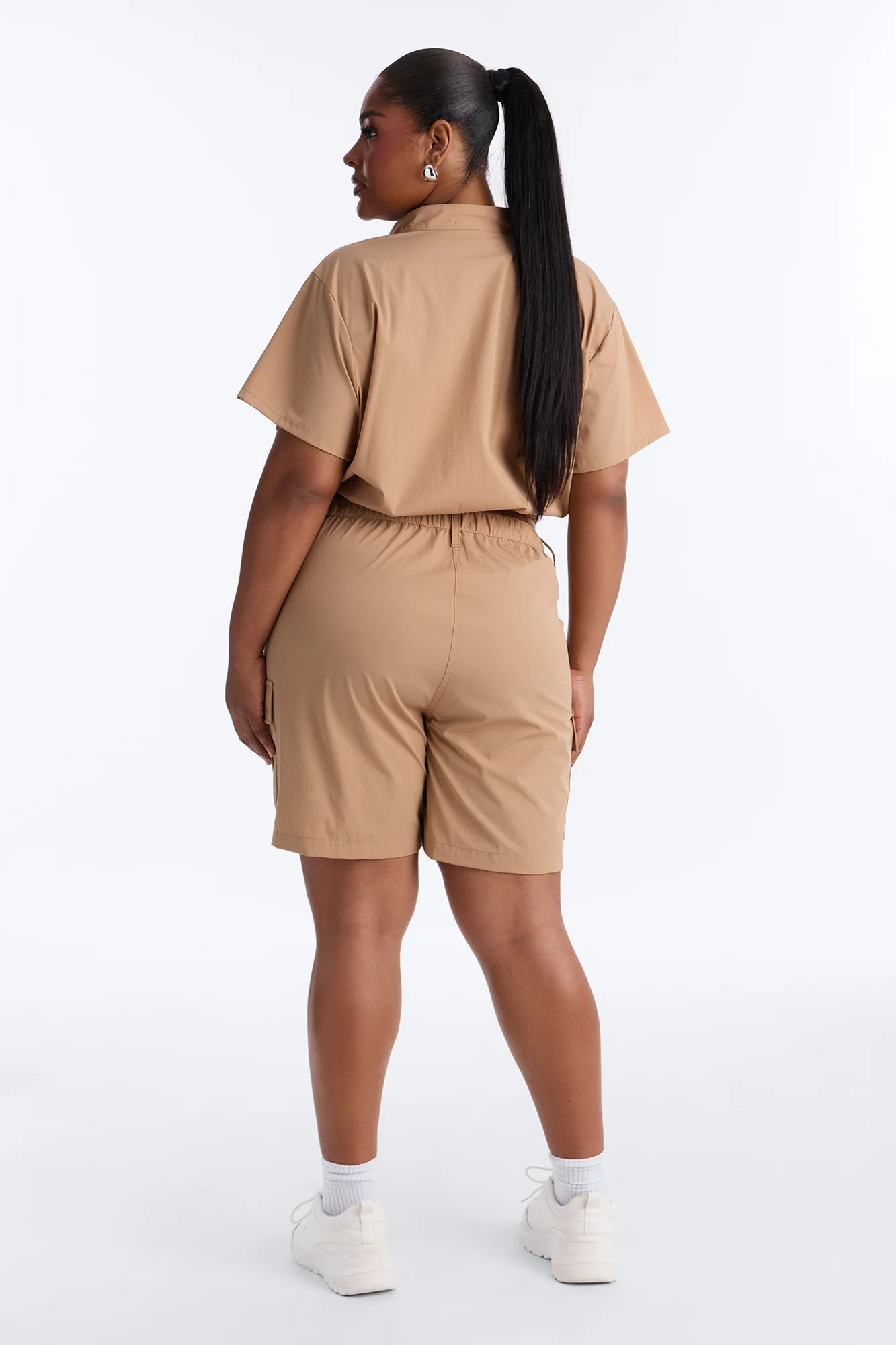 Nessa Nylon Cargo Short Set - Tan - Image 8