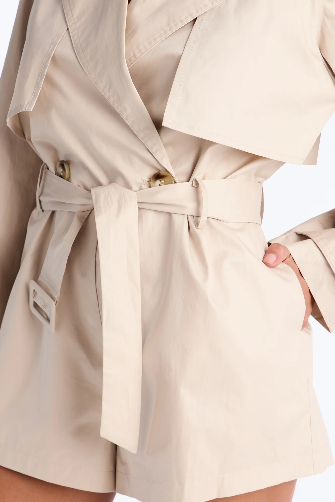 Neutral Ground Trench Romper - Beige - Image 3