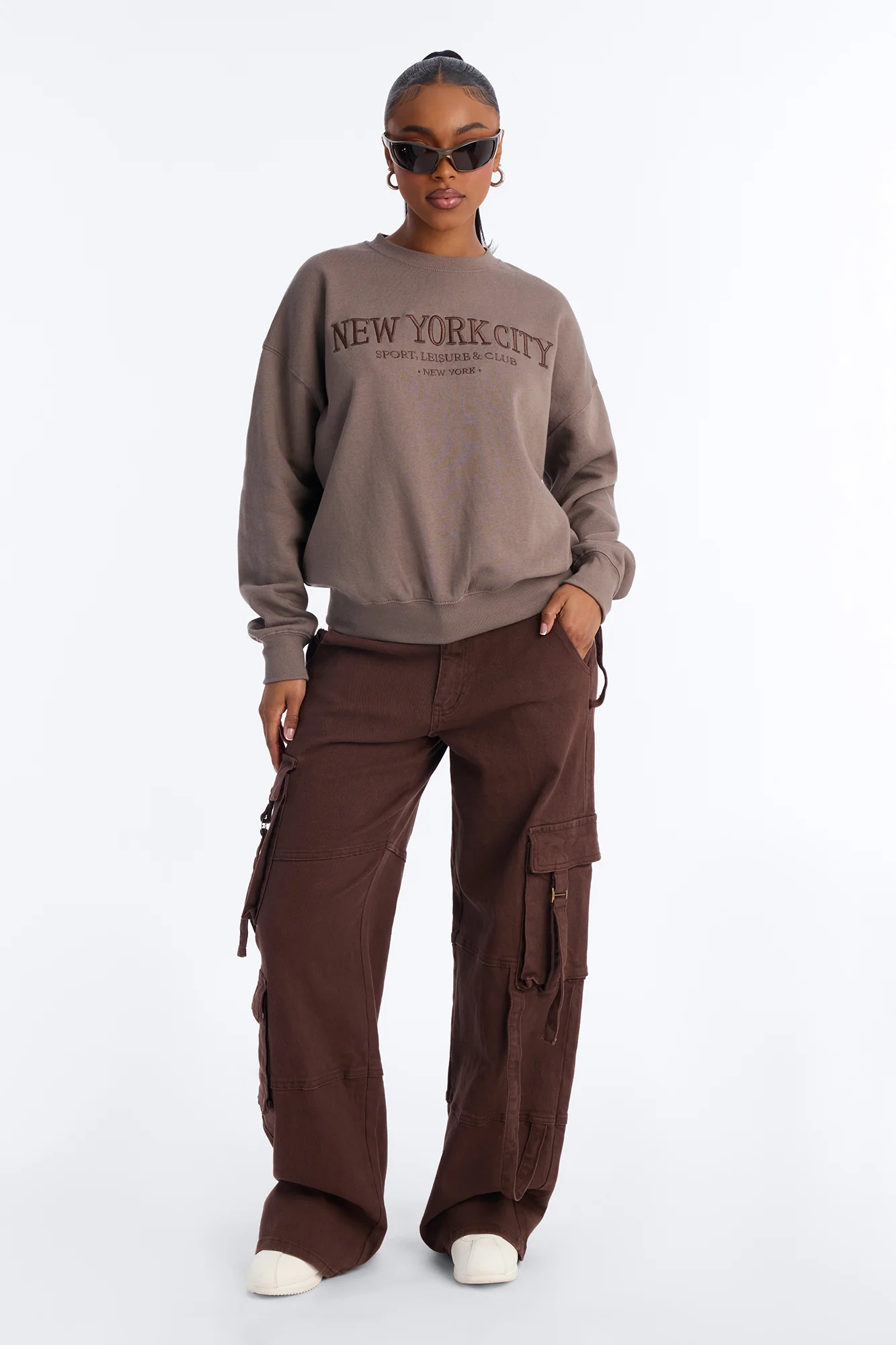 New York City Fleece Crew Neck Sweatshirt - Mocha - Image 2