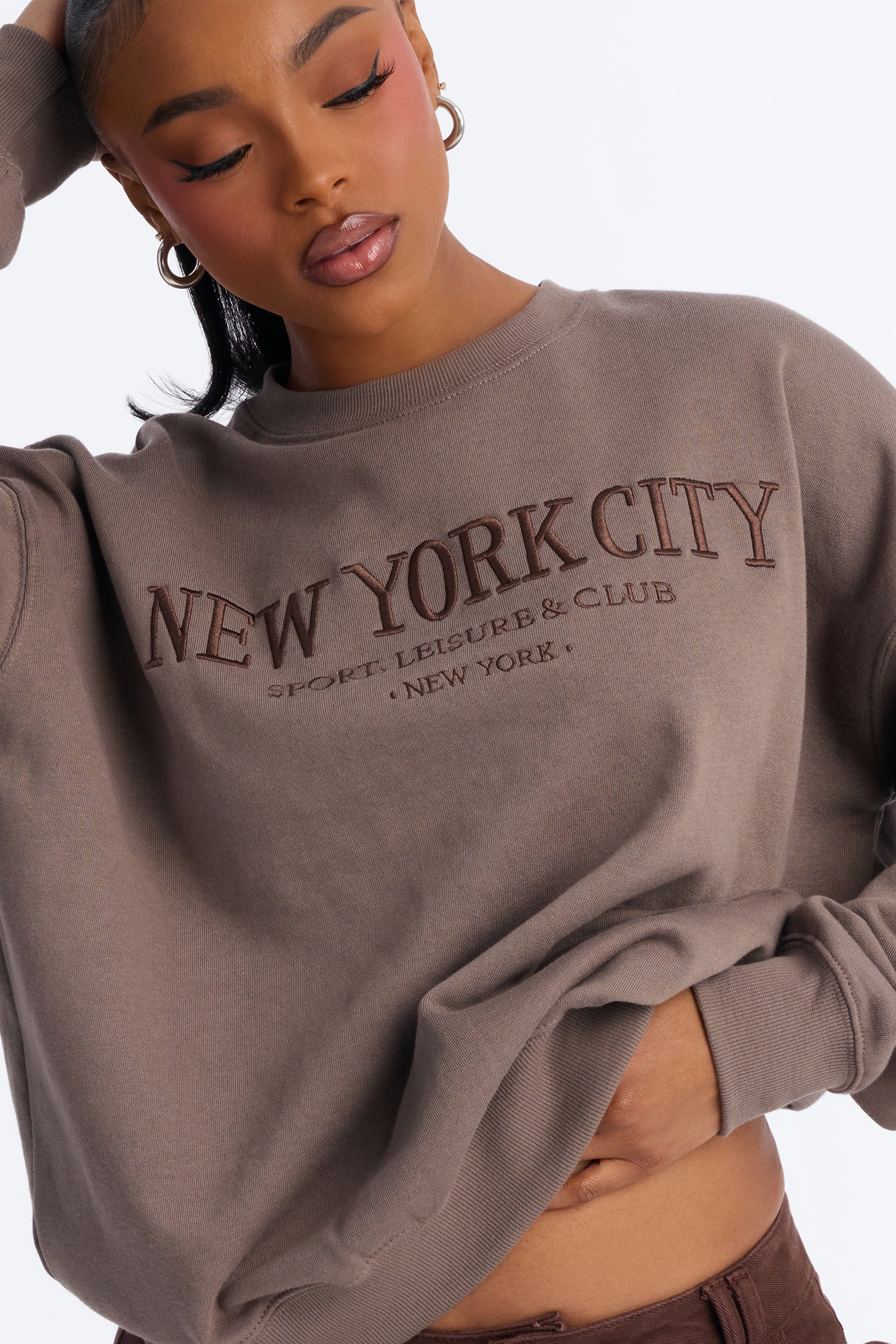 New York City Fleece Crew Neck Sweatshirt - Mocha - Image 3