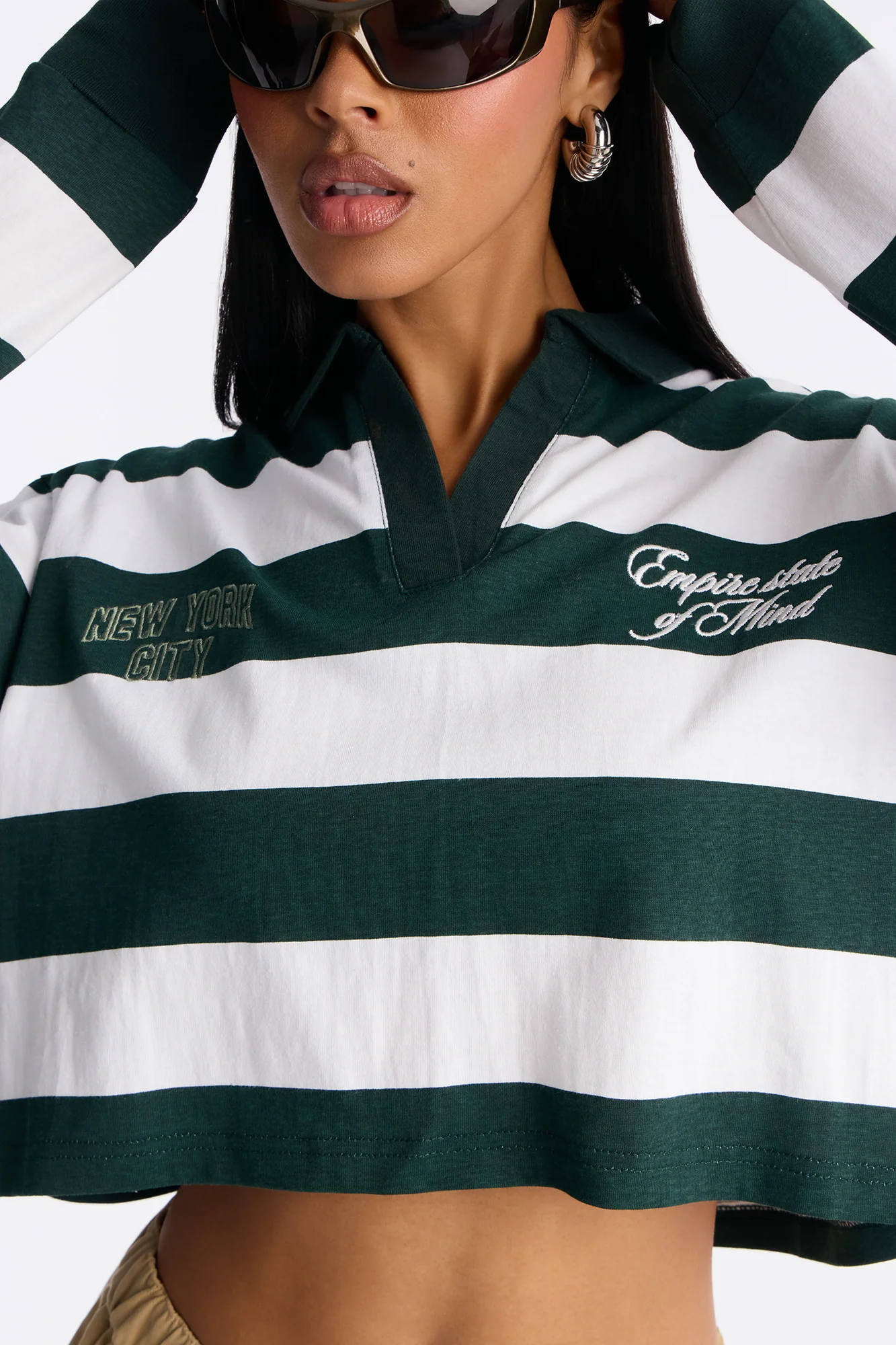 New York City Striped Long Sleeve Top - Green/combo - Image 3