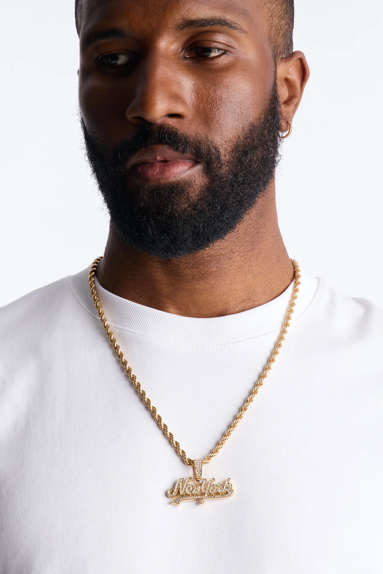 New York Iced Pendant Necklace - Gold - Image 2