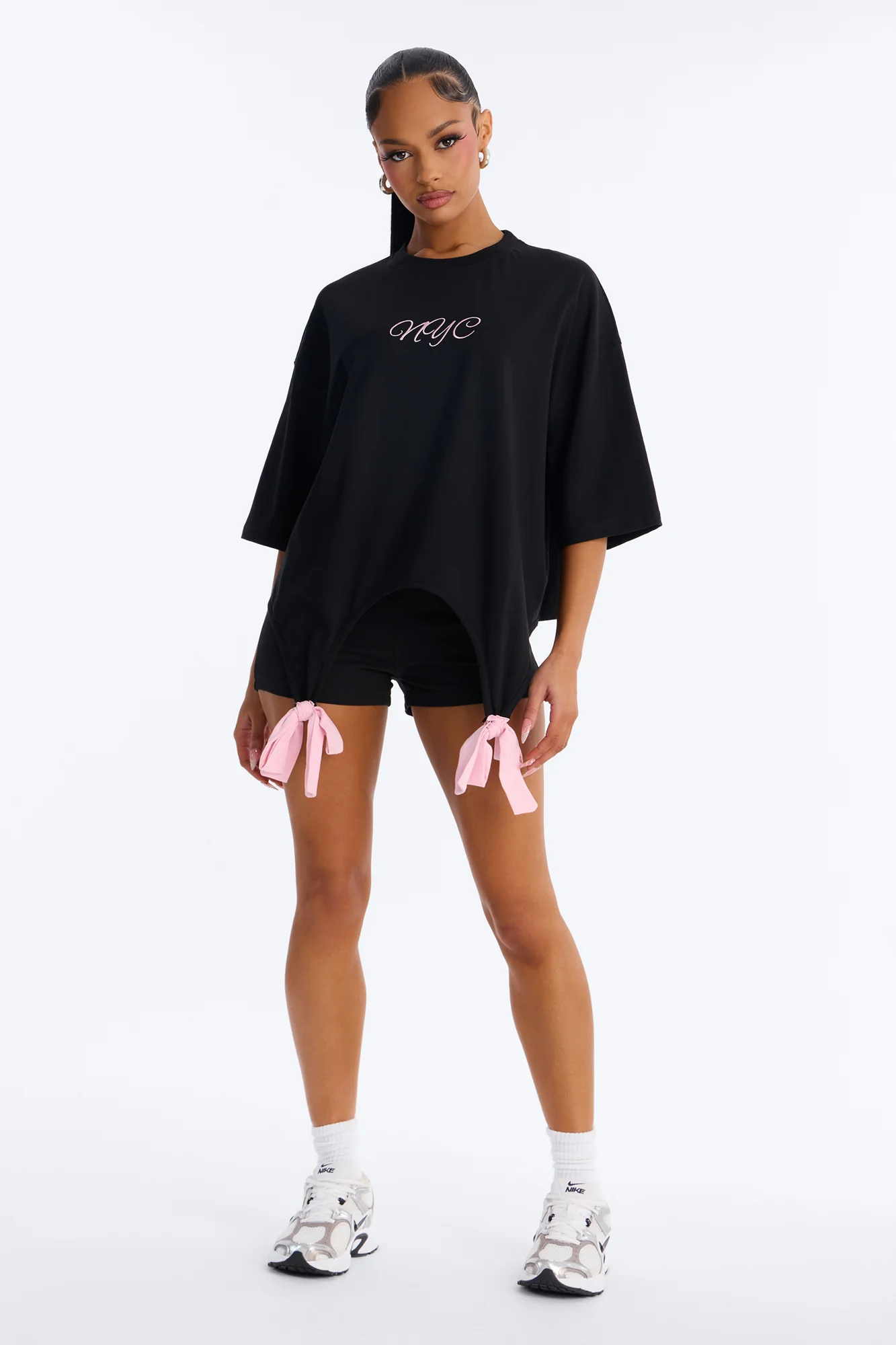 New York Or BowWhere Short Set - Black/Pink
