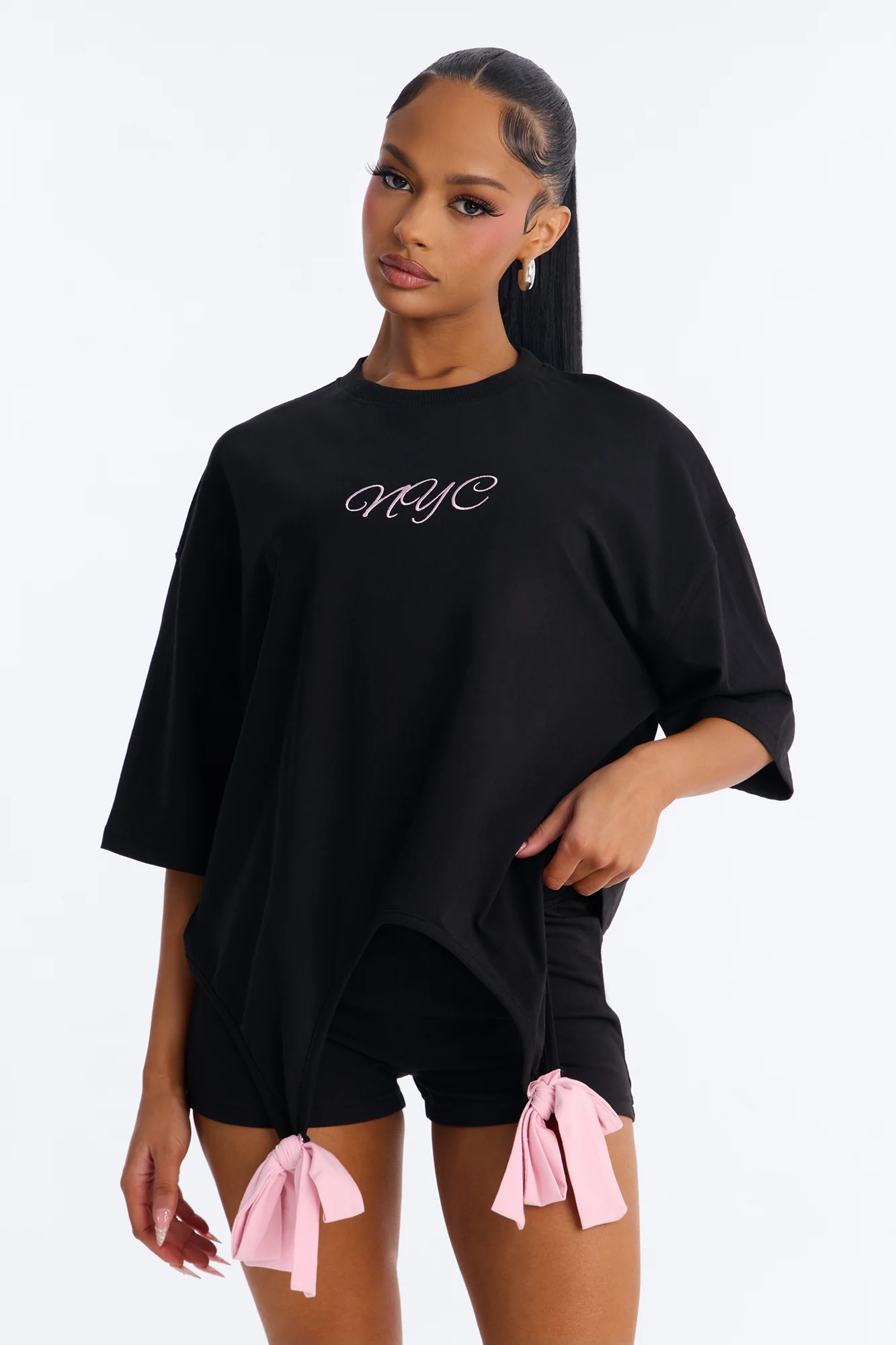 New York Or BowWhere Short Set - Black/Pink - Image 2