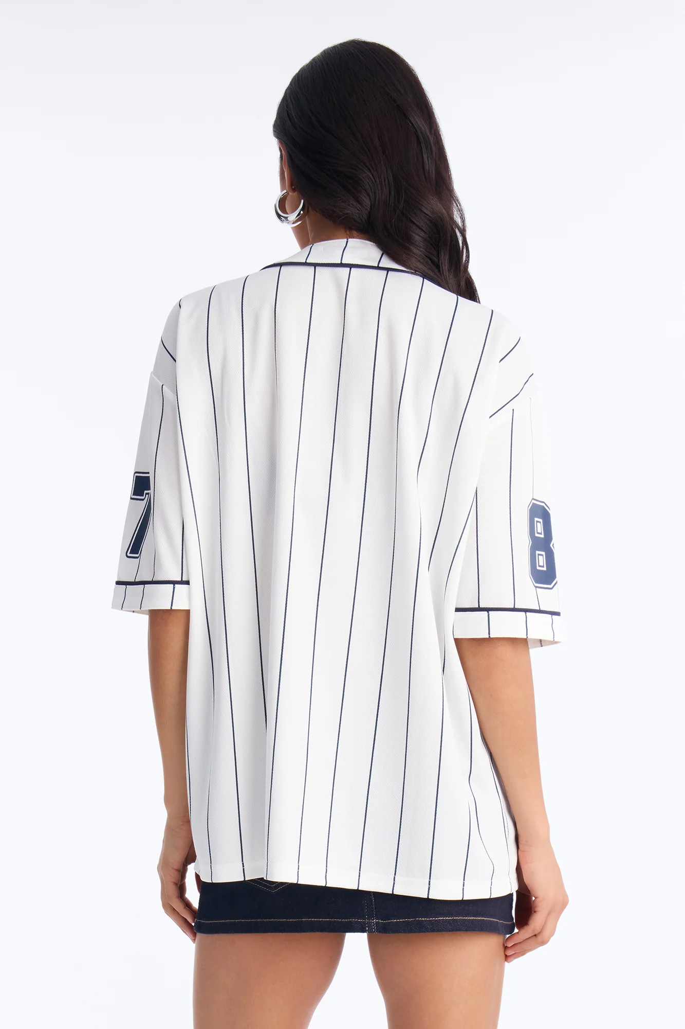 New York Pinstripe Baseball Jersey - White - Image 4