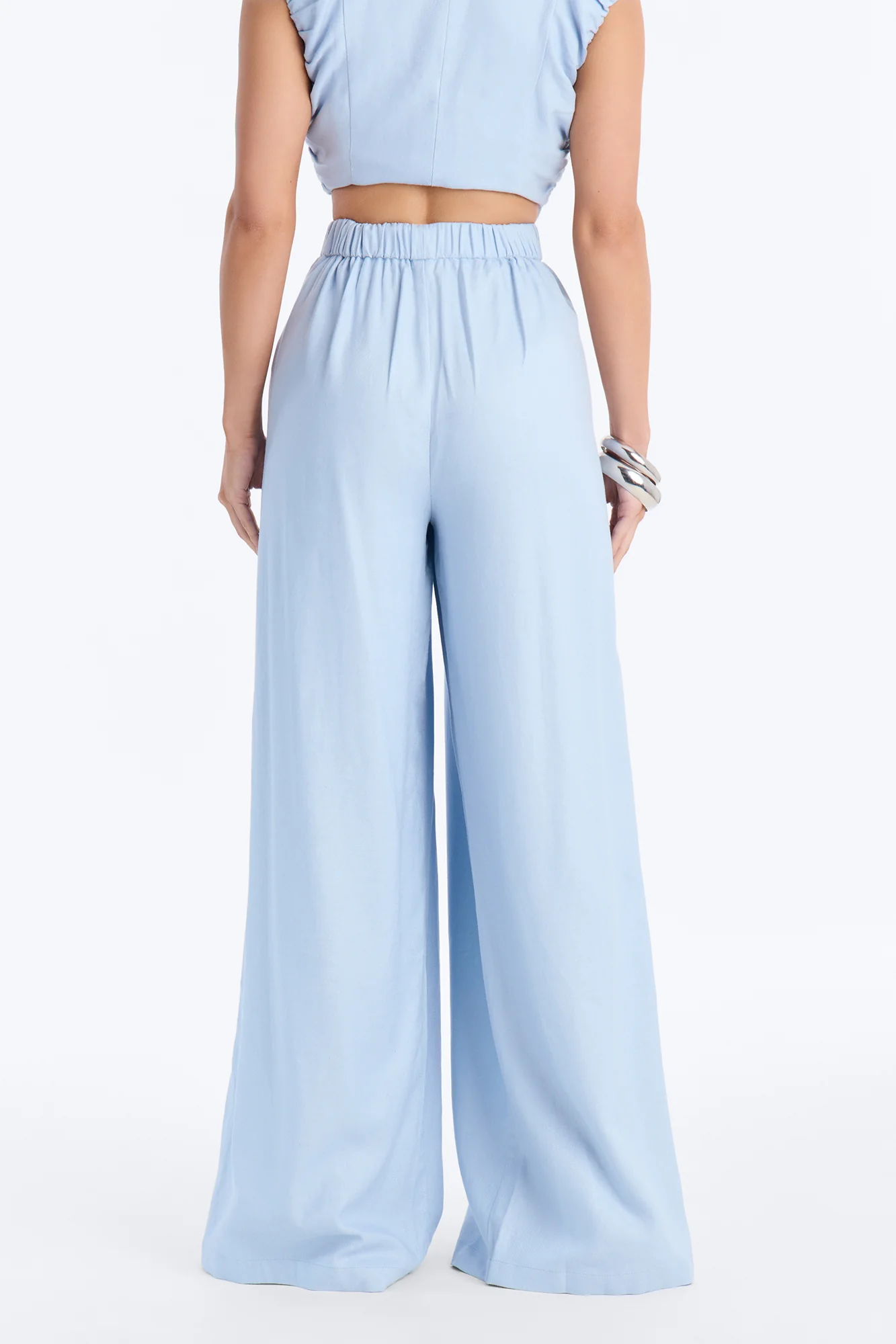 Nhulla Wide Leg Linen Trouser Pant - Blue - Image 4